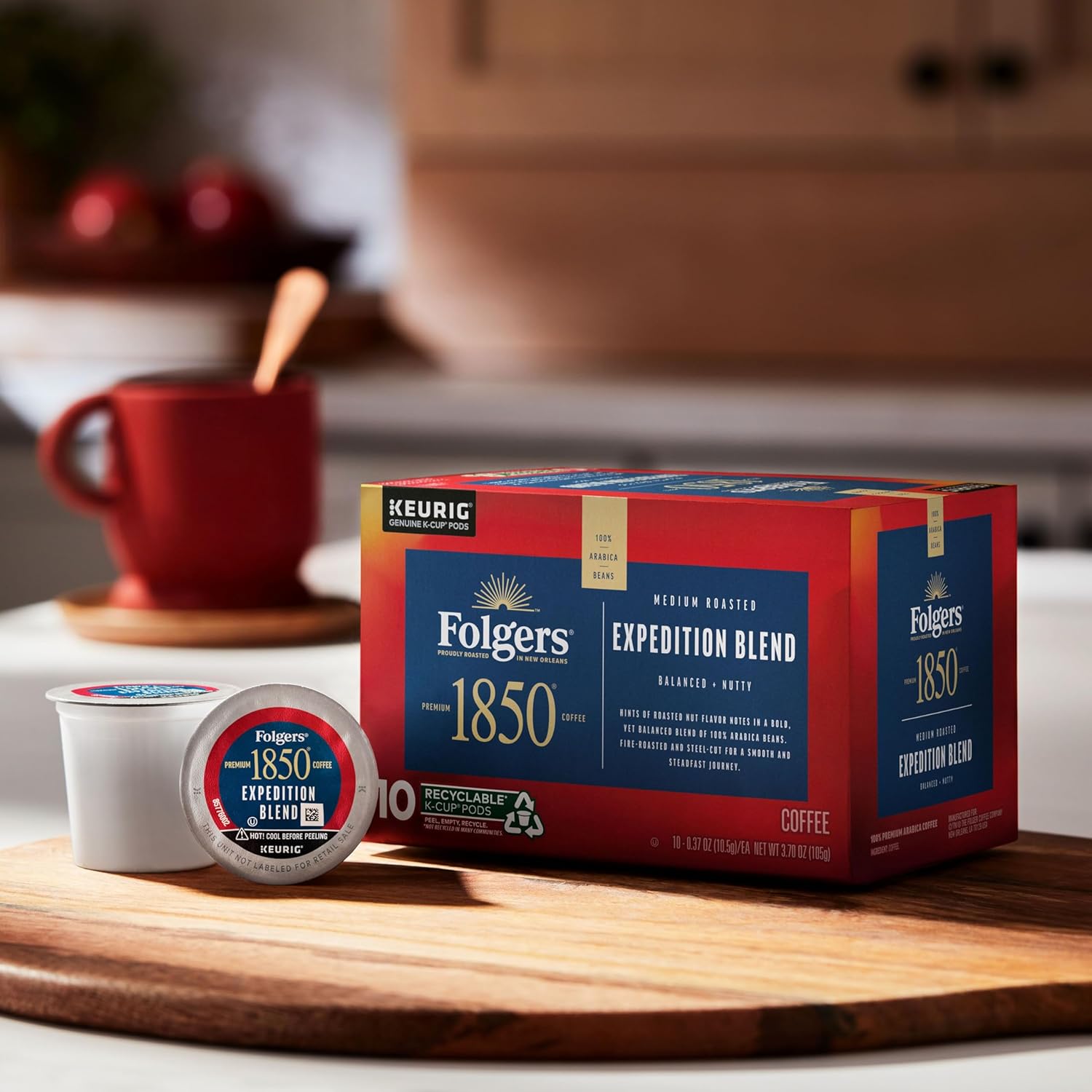 1850 by Folgers Pioneer Blend Medium Roast Coffee, 10 Keurig K-Cup Pods (Pack - View 5