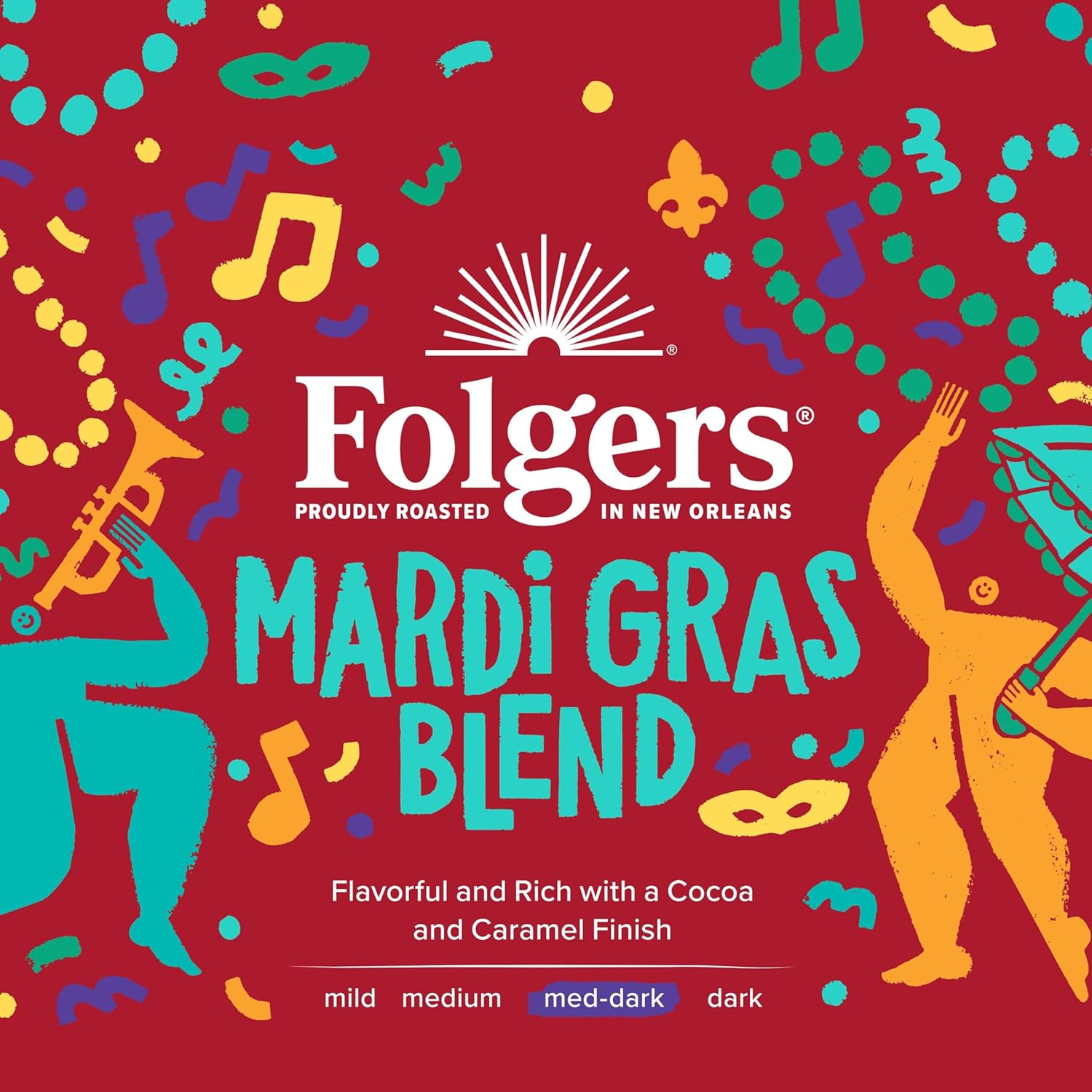 Folgers Mardi Gras Blend Medium-Dark Roast Coffee, Keurig K-Cup pods, 10 Count - View 3