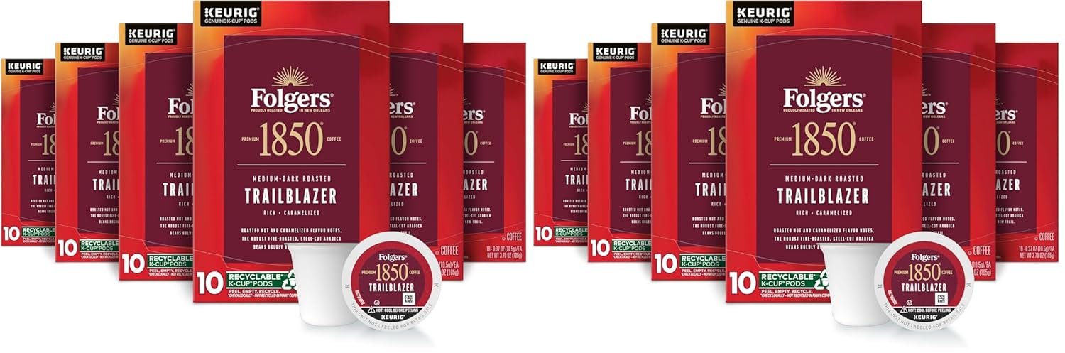 Folgers 1850 Trailblazer Medium-Dark Roast Coffee, 60 Keurig K-Cup Pods (Pack