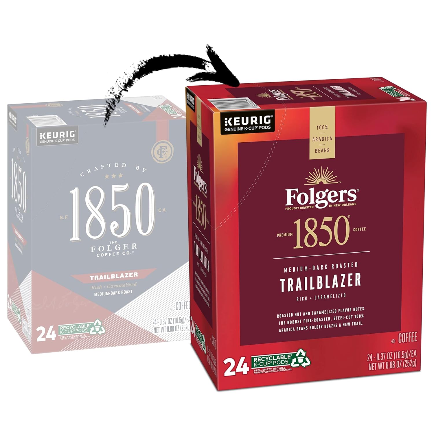 1850 Coffee Trailblazer Medium Dark Roast Coffee, 96 K Cups for Keurig Coffee - View 5