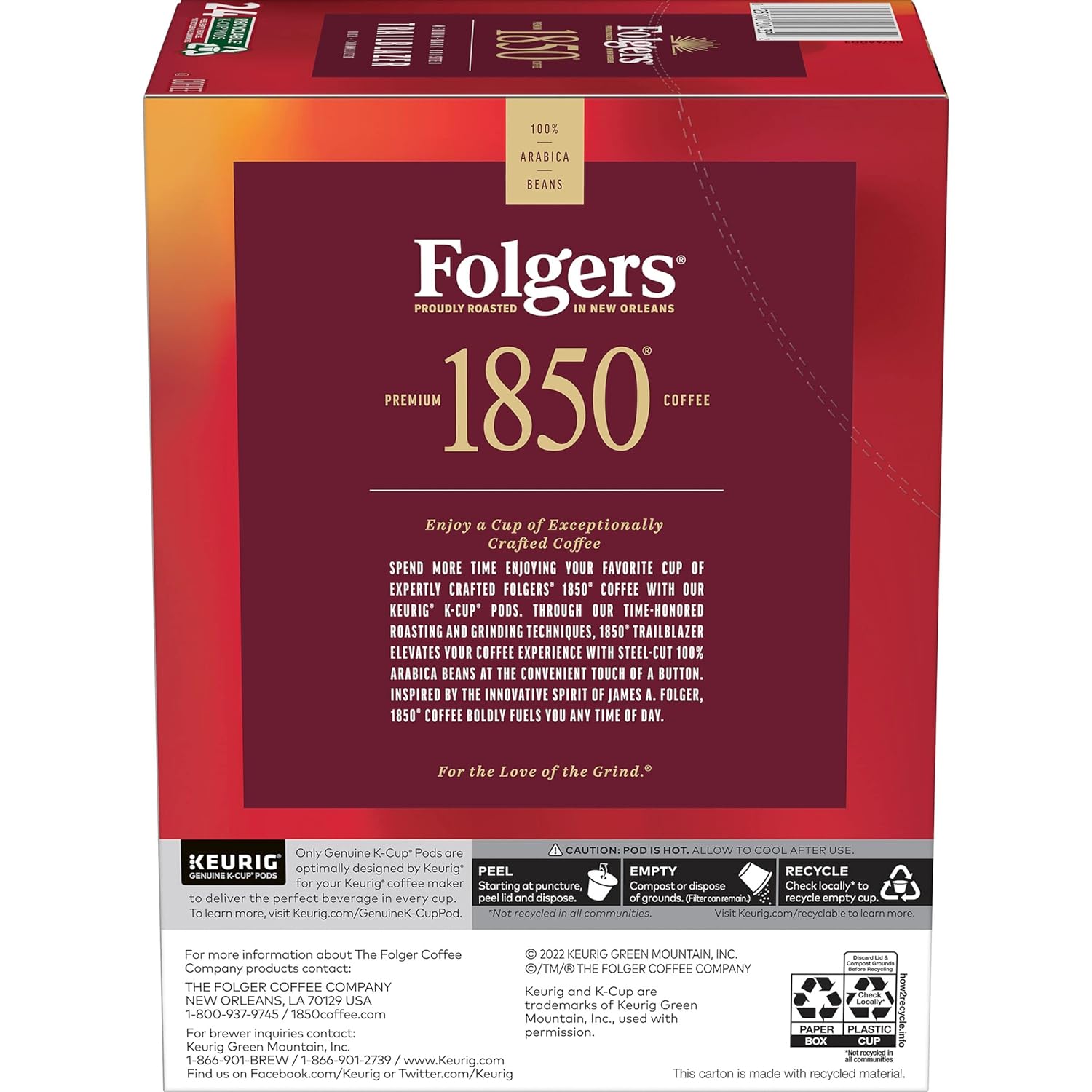1850 Coffee Trailblazer Medium Dark Roast Coffee, 96 K Cups for Keurig Coffee - View 6