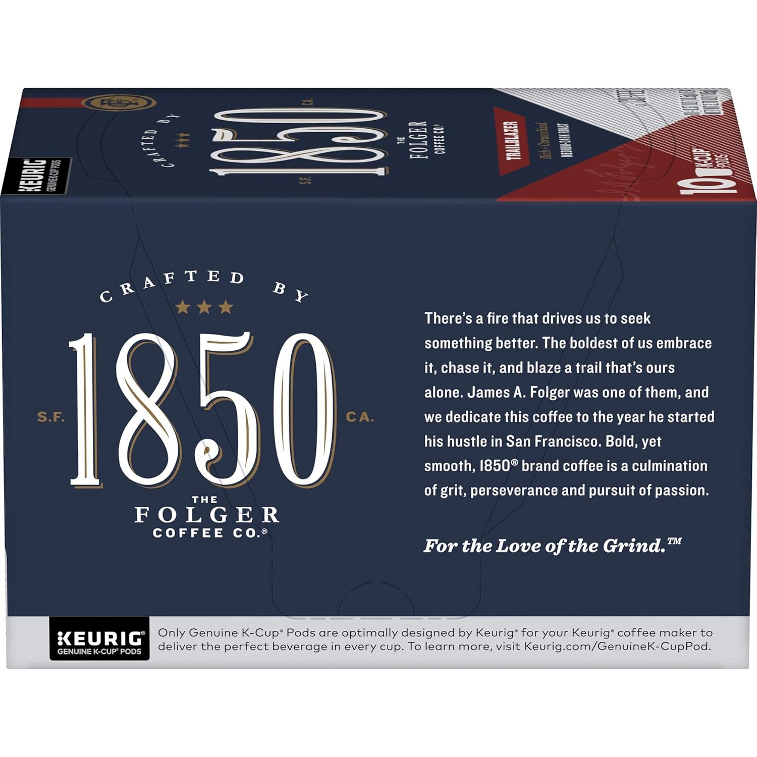 1850 by Folgers Trailblazer Medium Dark Roast Coffee, 10 Keurig K-Cup Pods - View 2