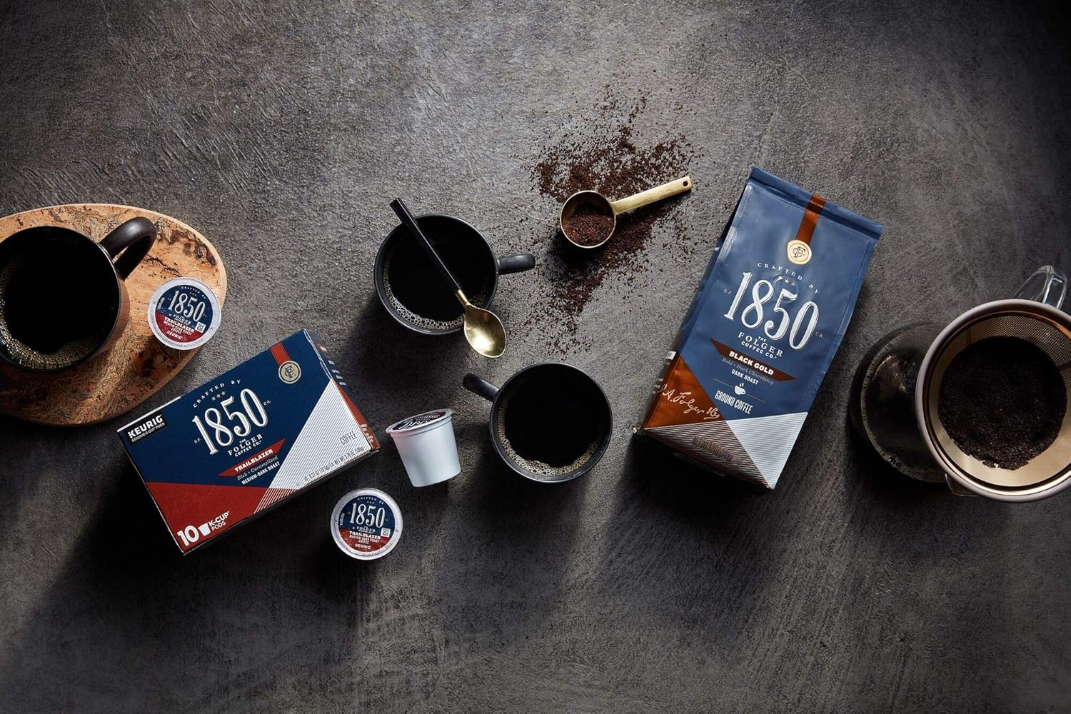 1850 by Folgers Trailblazer Medium Dark Roast Coffee, 10 Keurig K-Cup Pods - View 3