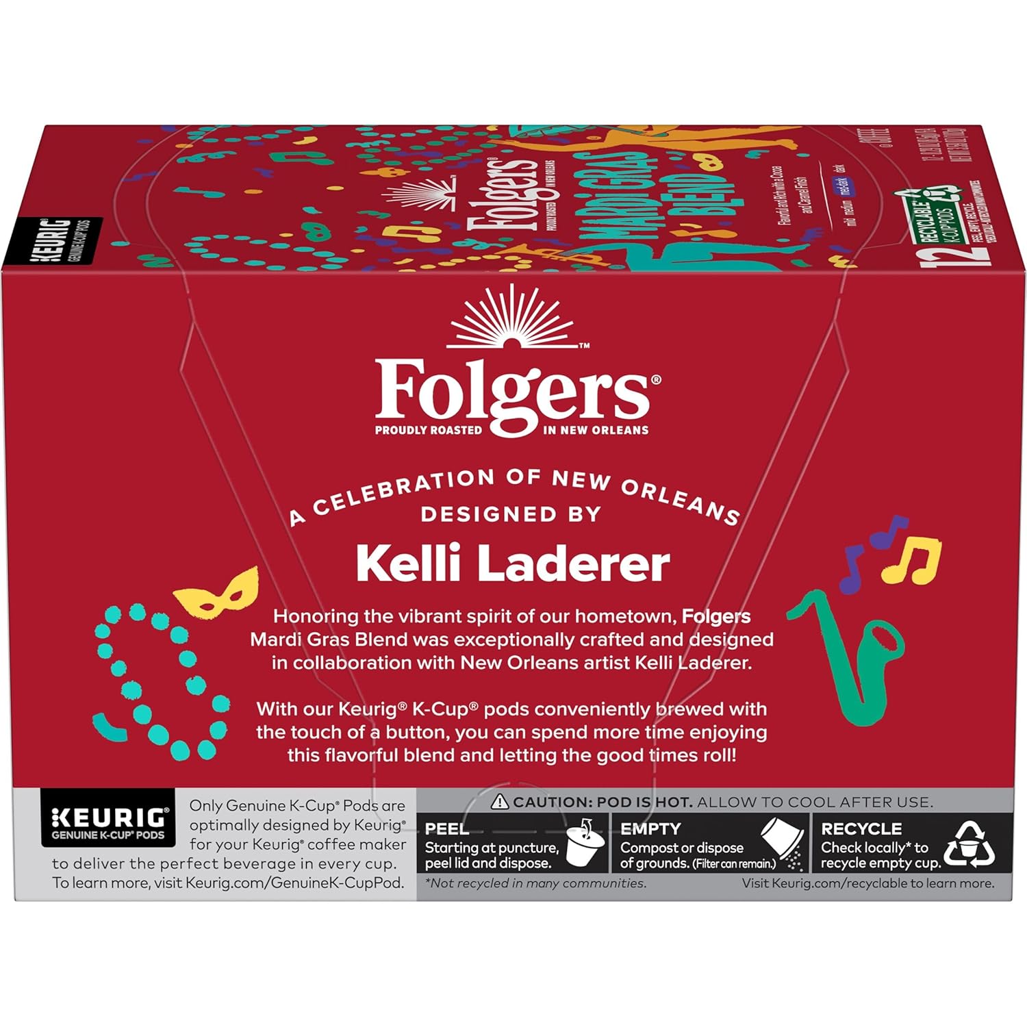 Folgers Mardi Gras Blend Medium-Dark Roast Coffee, 72 Keurig K-Cup Pods - View 4