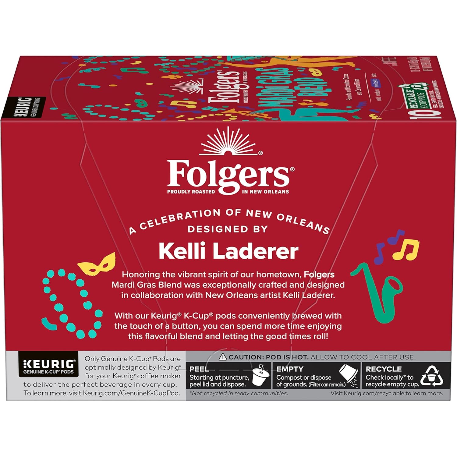 Folgers Mardi Gras Blend Medium-Dark Roast Coffee, Keurig K-Cup pods, 10 Count - View 2