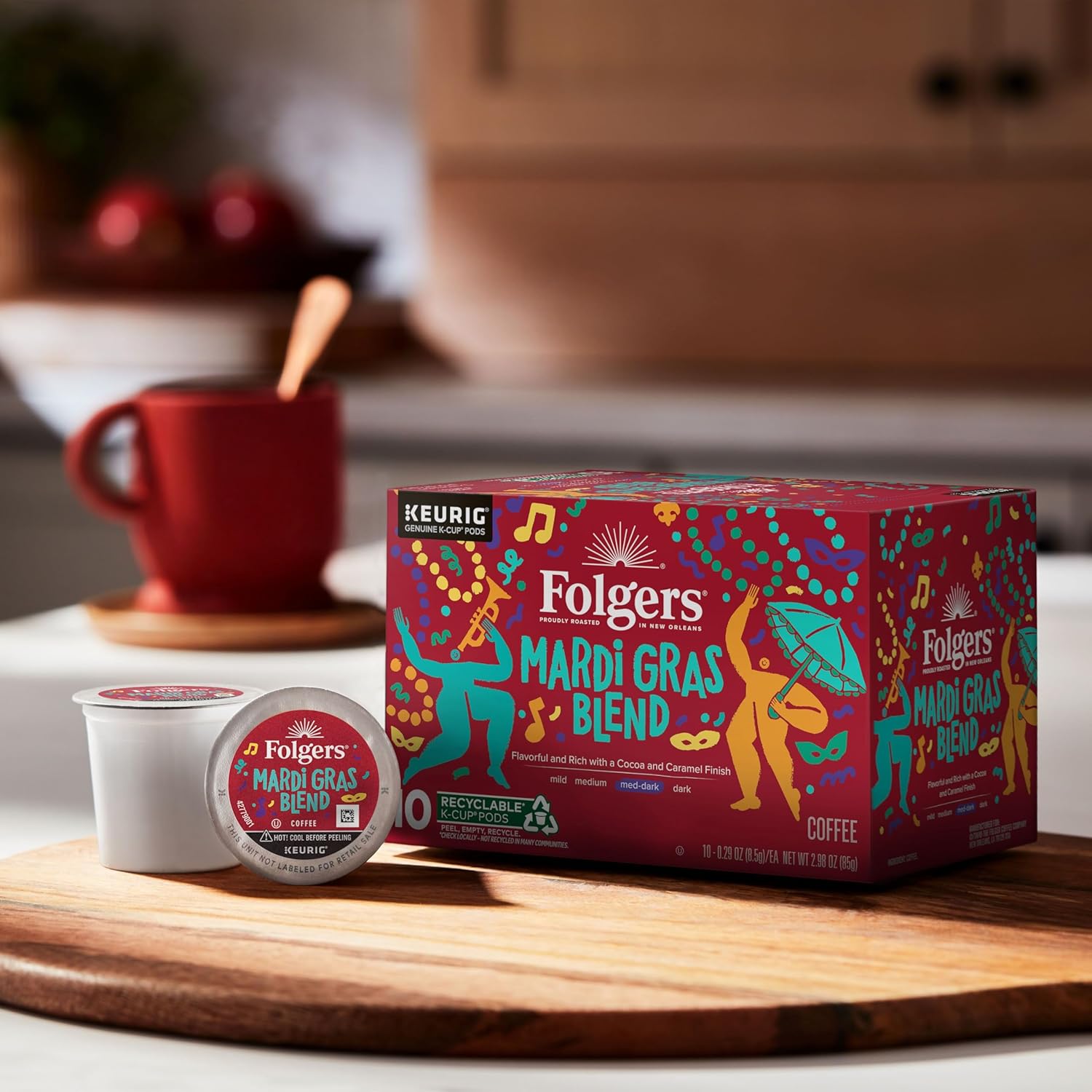 Folgers Mardi Gras Blend Medium-Dark Roast Coffee, Keurig K-Cup pods, 10 Count - View 4