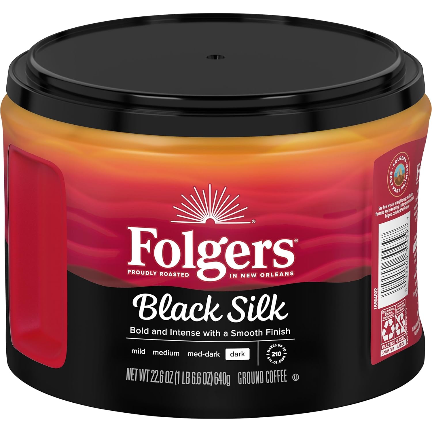 Folgers Black Silk Dark Roast Ground Coffee, 22.6 Ounce Canister - View 3