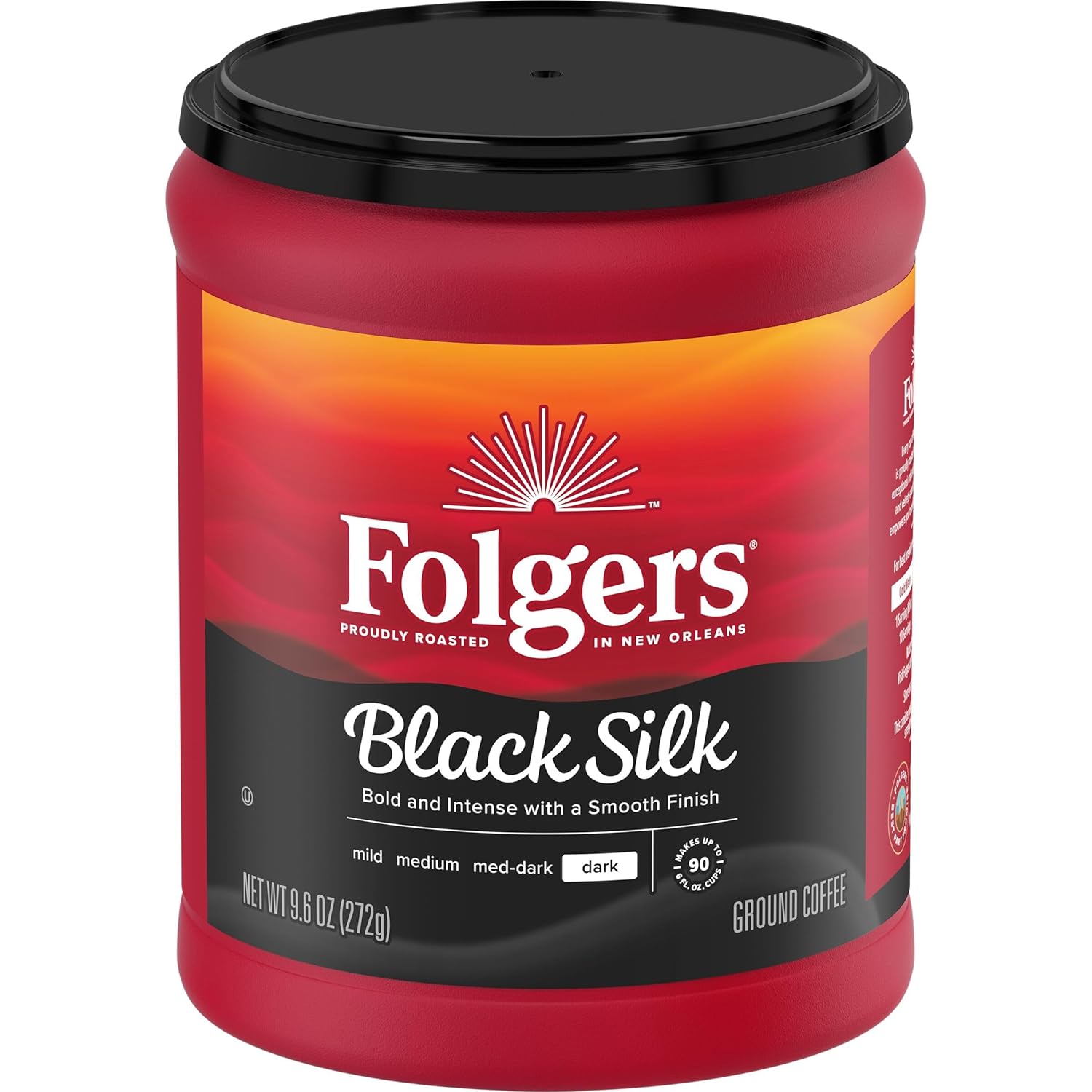 Folgers Black Silk Dark Roast Coffee, 9.6 Ounces (Pack of 6) - View 3
