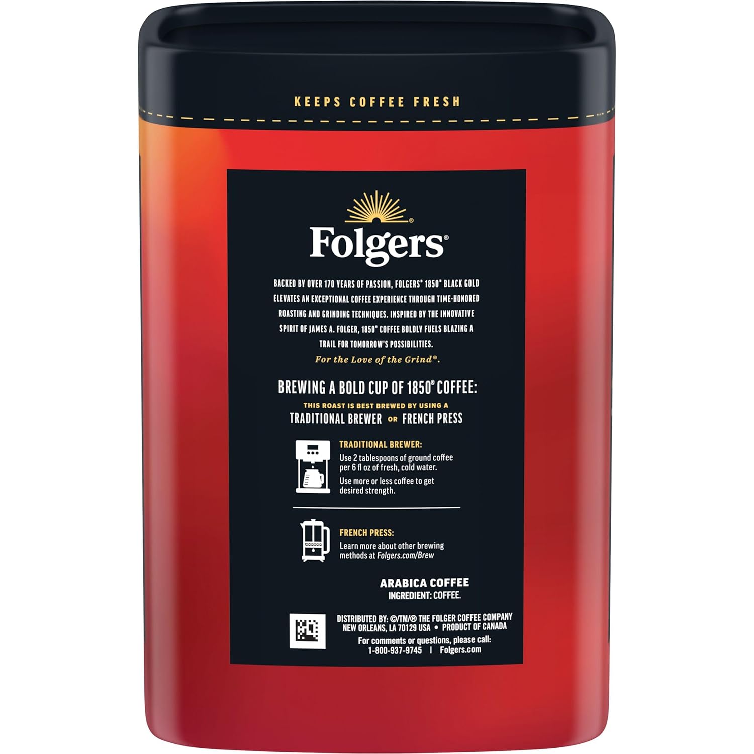 Folgers 1850 Black Gold Dark Roast Ground Coffee, 12 Ounce (Pack of 6) - View 3
