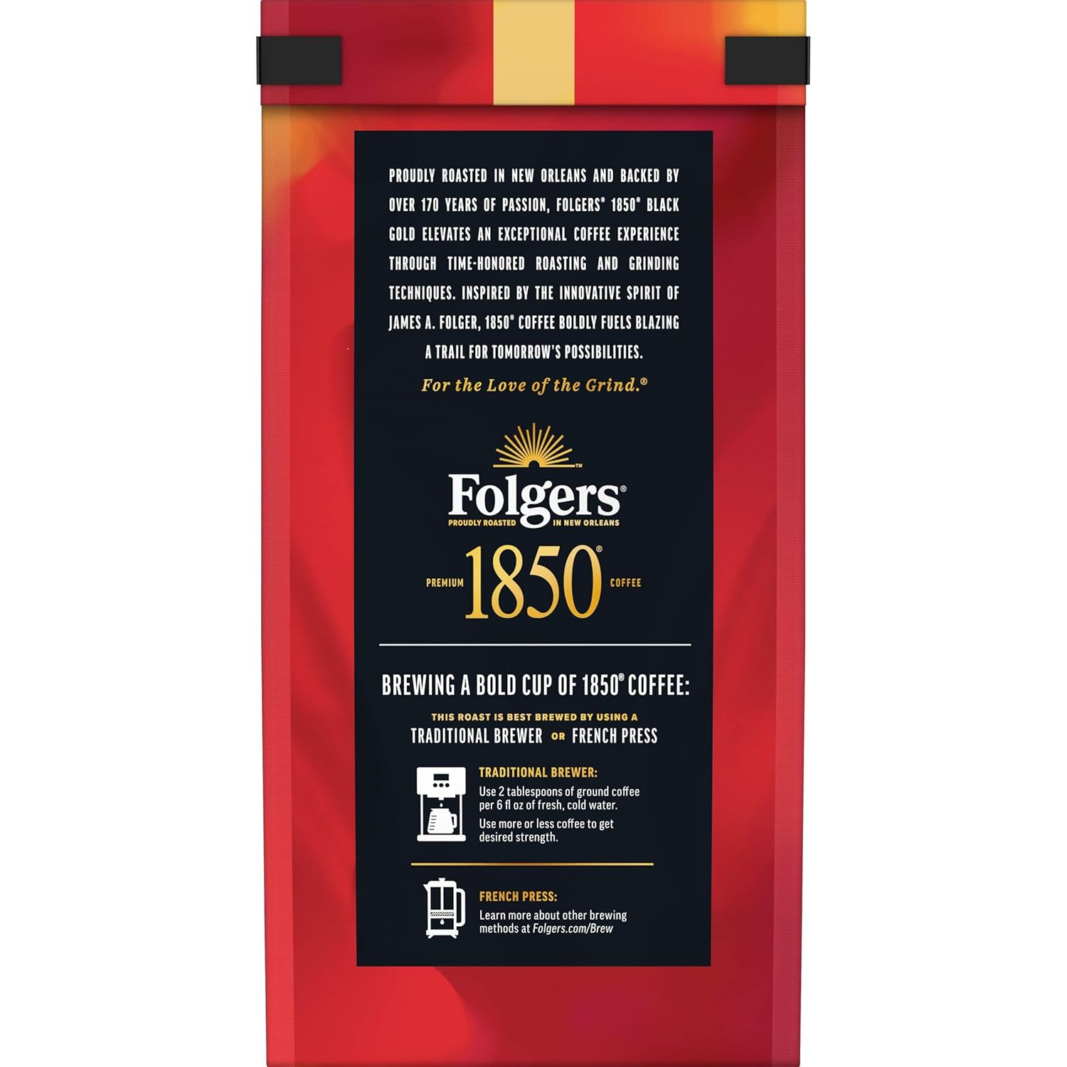 1850 Black Gold Dark Roast Ground Coffee, 12 oz - View 2