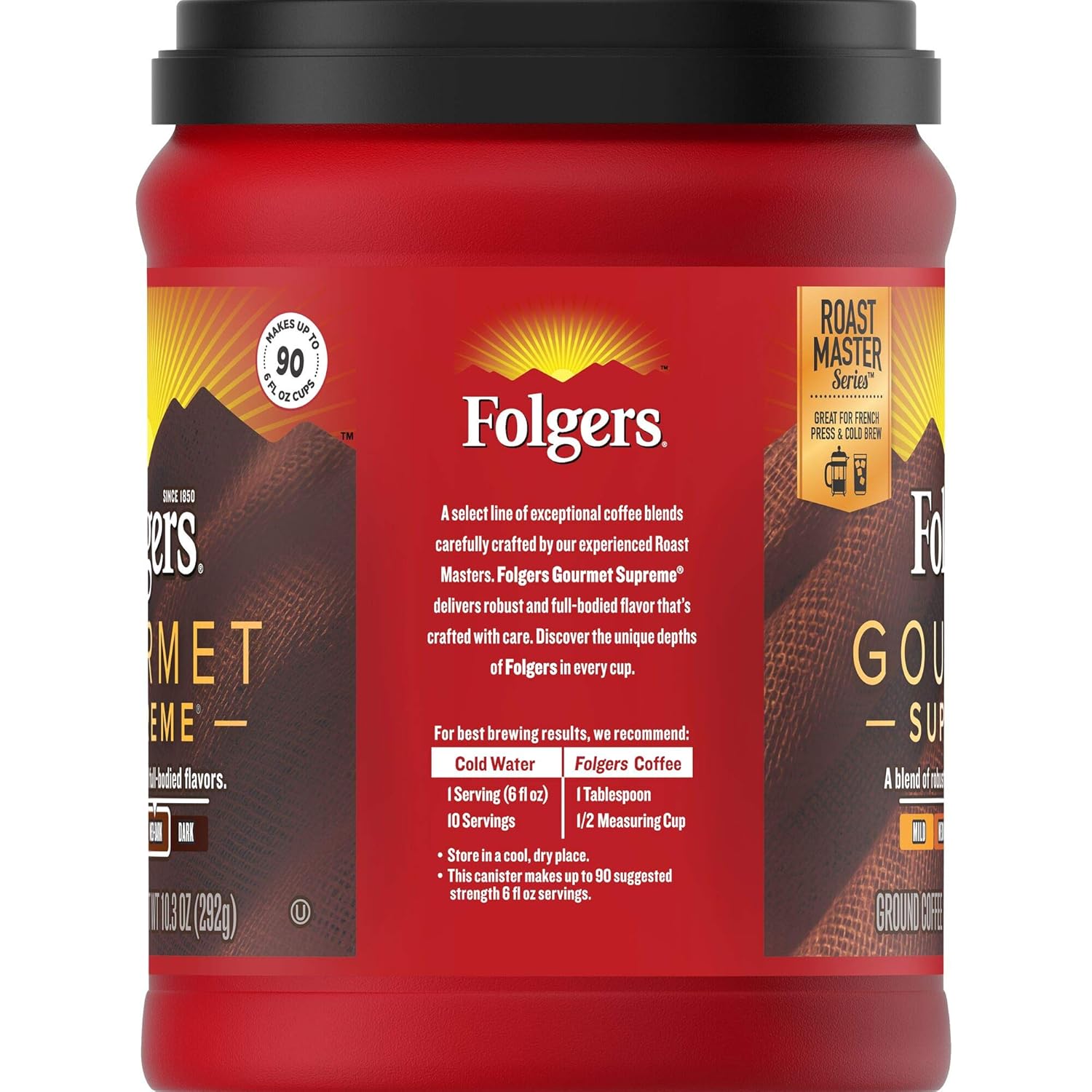 Folgers Gourmet Supreme Medium Dark Roast Ground Coffee, 10.3 Ounces - View 3