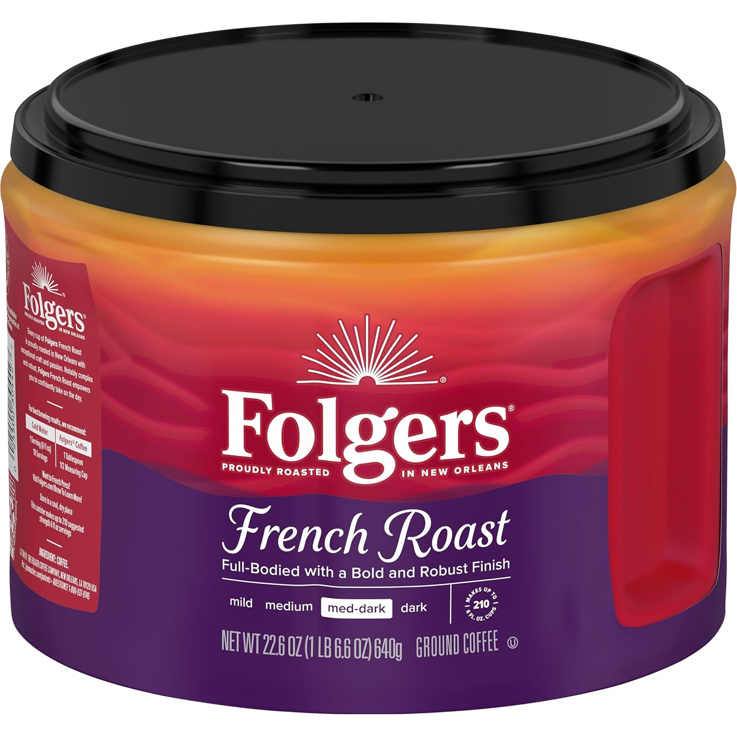 Folgers French Roast Medium Dark Roast Ground Coffee, 22.6 Ounces (Pack of 6) - View 4