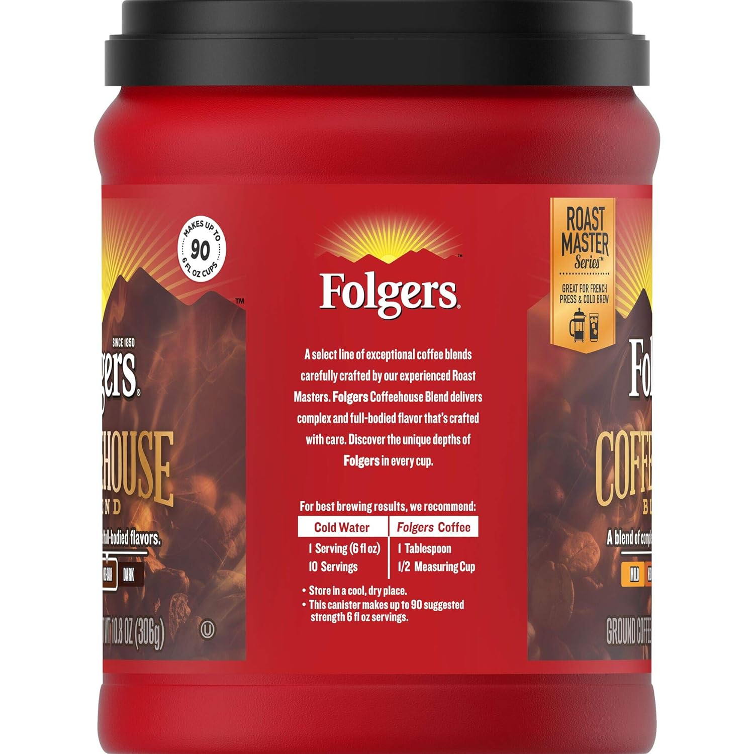 Folgers Coffeehouse Blend Medium Dark Roast Ground Coffee, 10.8 Ounces - View 2