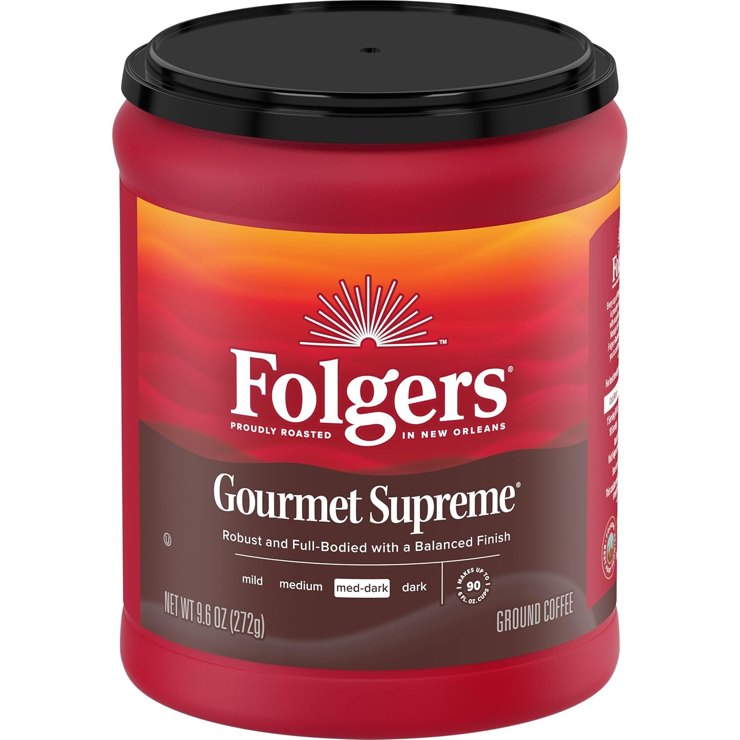 Folgers Gourmet Supreme Medium Dark Roast Ground Coffee, 9.6 Ounces (Pack of 6) - View 3
