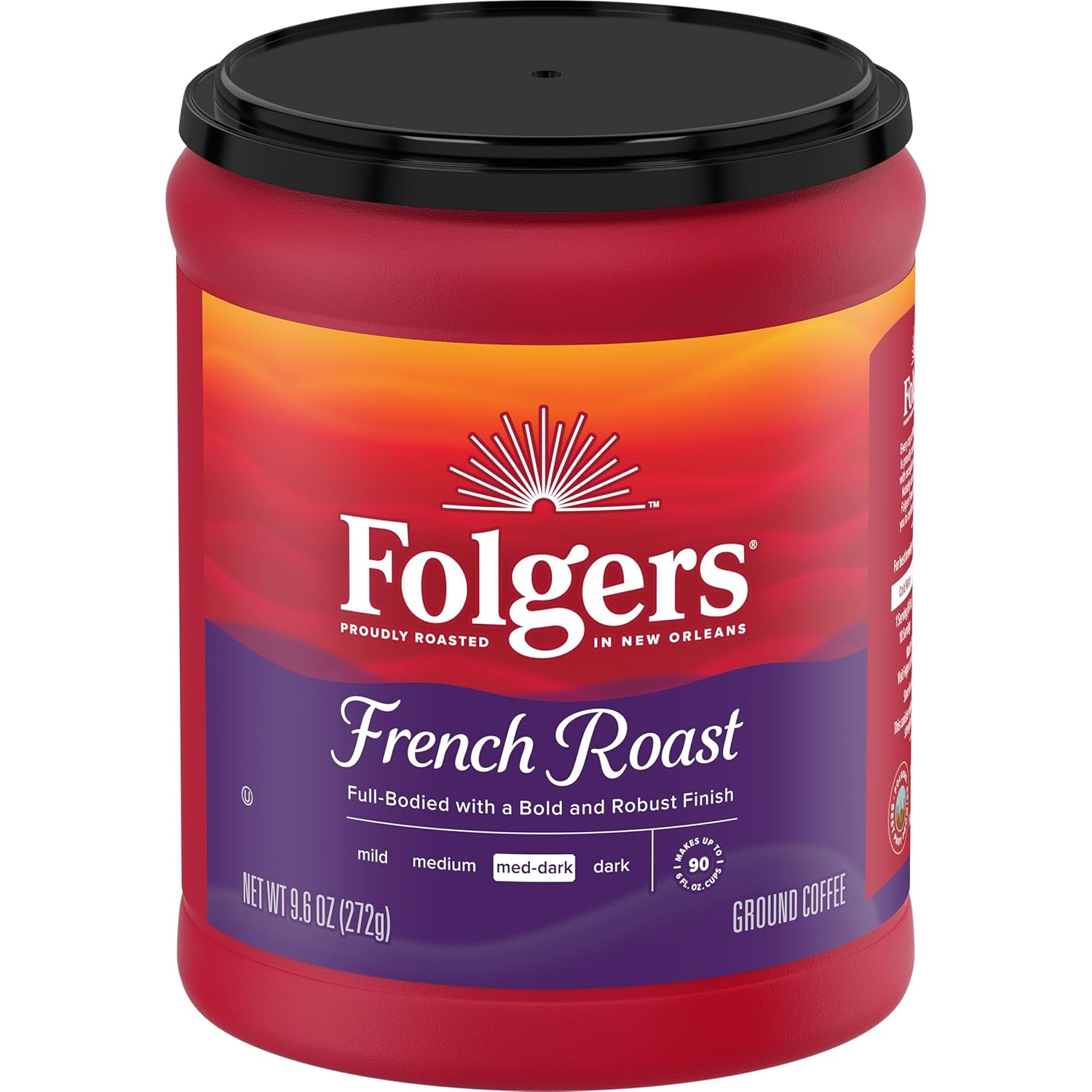 Folgers French Roast Medium Dark Roast Ground Coffee, 9.6 Ounces (Pack of 6) - View 3