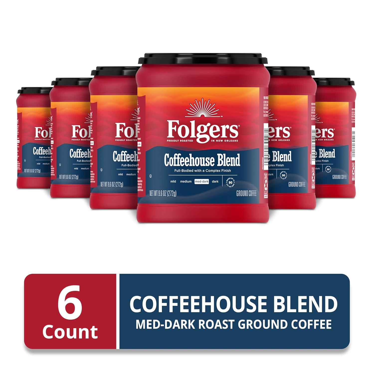 Folgers Coffeehouse Blend Medium Dark Roast Ground Coffee, 9.6 Ounces (Pack of - View 2