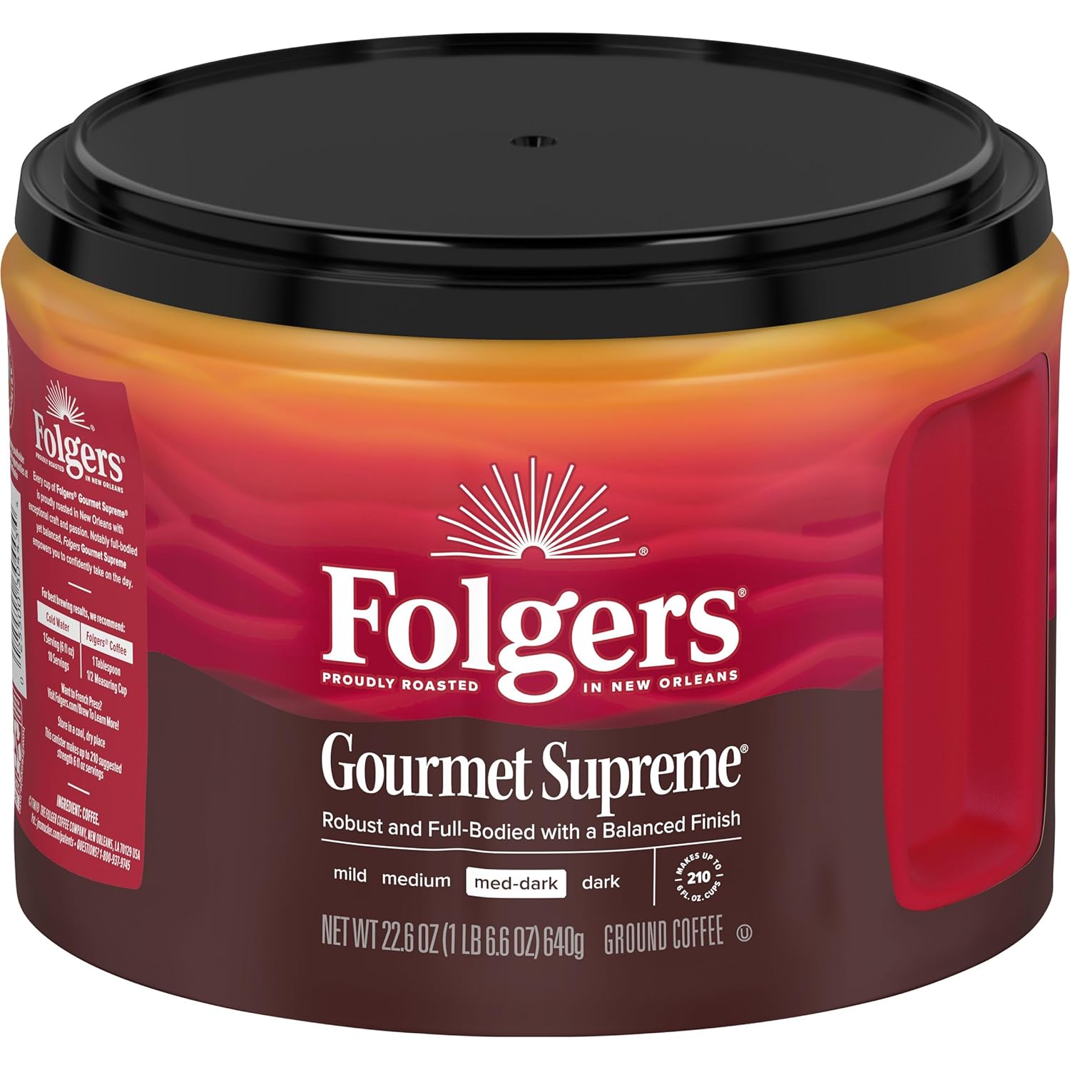 Folgers Gourmet Supreme Medium Dark Roast Ground Coffee, 22.6 Ounces (Pack of 6) - View 4