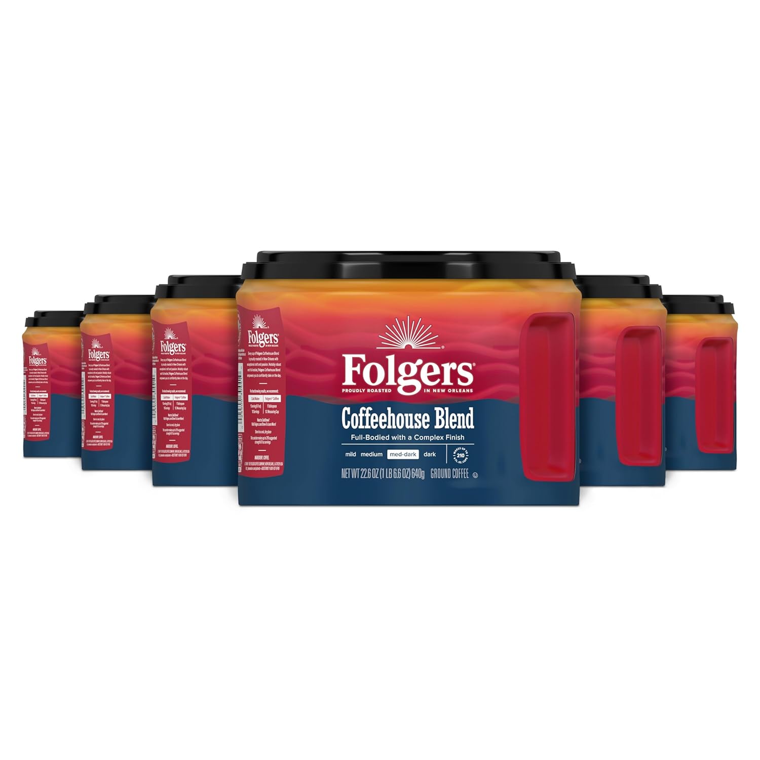 Folgers Coffeehouse Blend Medium Dark Roast Ground Coffee, 22.6 Ounces (Pack of
