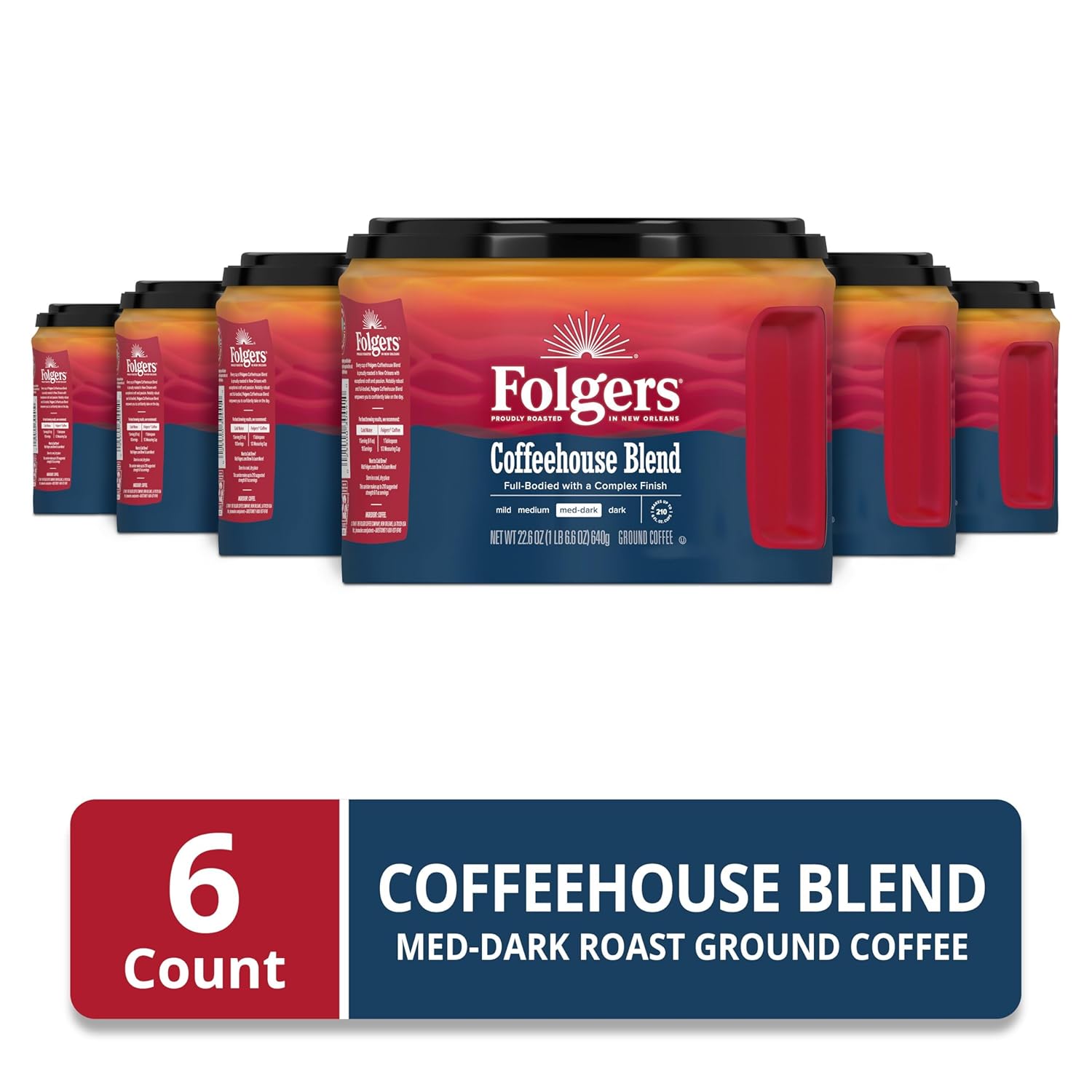 Folgers Coffeehouse Blend Medium Dark Roast Ground Coffee, 22.6 Ounces (Pack of - View 3