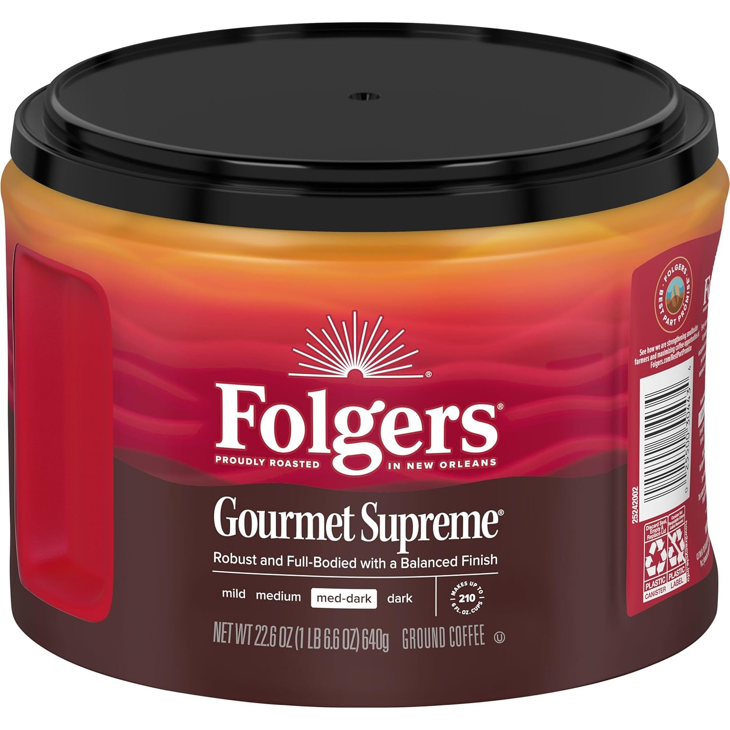 Folgers Gourmet Supreme Medium-Dark Roast Ground Coffee, 22.6 Ounce Canister - View 4