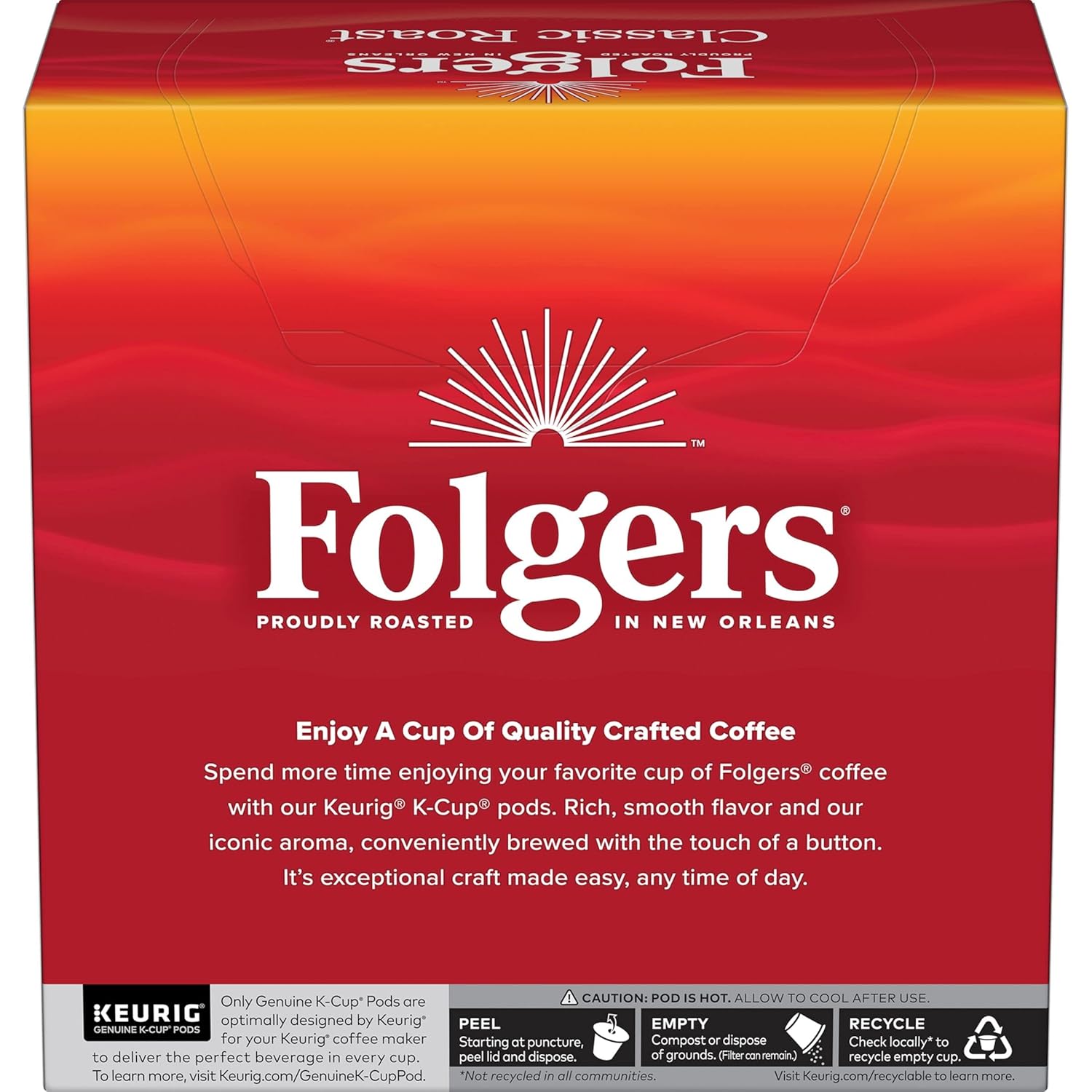 Folgers Classic Roast Coffee, Medium Roast, K Cup Pods for Keurig Coffee - View 3