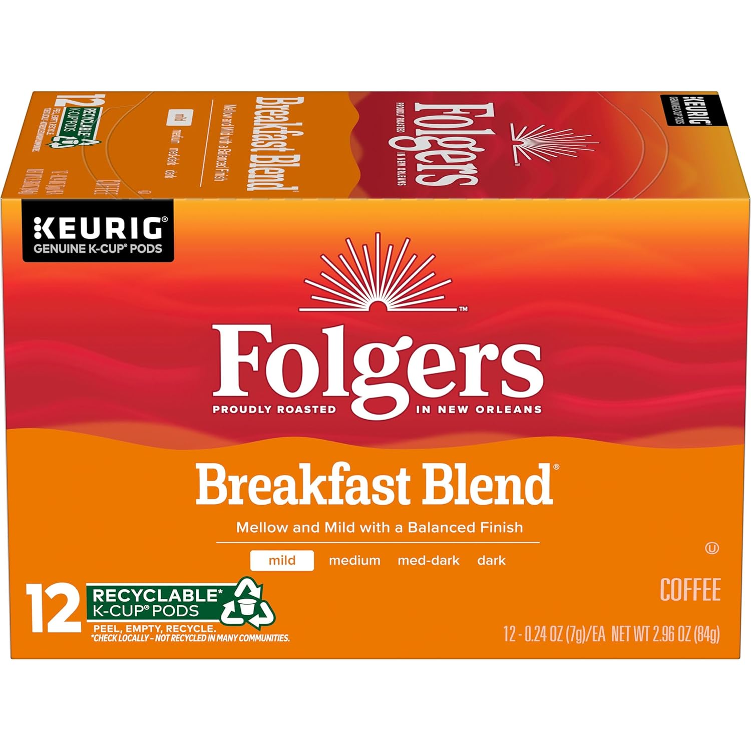 Folgers Breakfast Blend Mild Roast Coffee, 72 Keurig K-Cup Pods - View 3