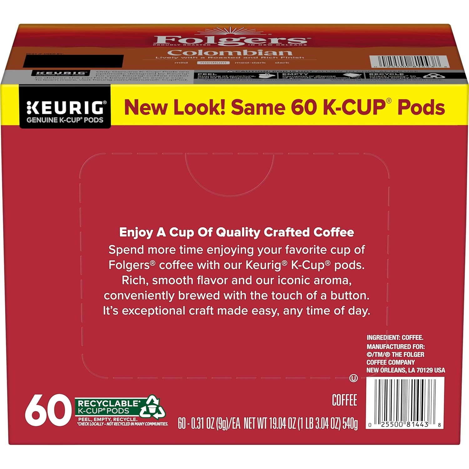 Folgers Colombian Coffee, Medium Roast, Keurig K-Cup Pods, 10 Count Box (Pack - View 3