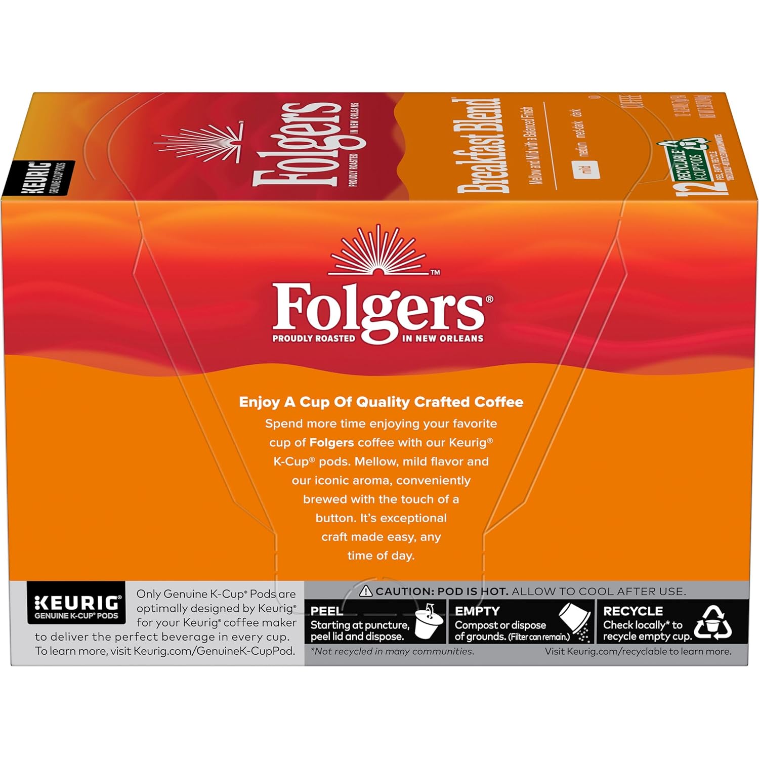 Folgers Breakfast Blend Mild Roast Coffee, 12 Keurig K-Cup Pods - View 4