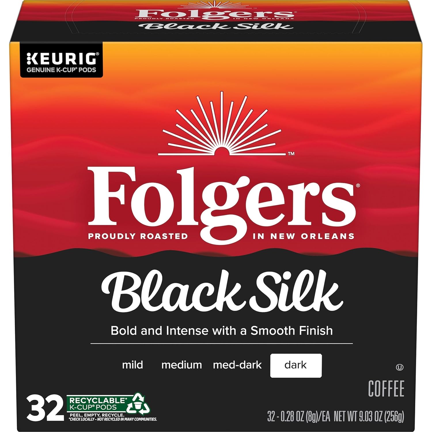 Folgers Black Silk, Dark Roast Coffee, Keurig K-Cup Pods, 32 Count Boxes (Pack - View 4