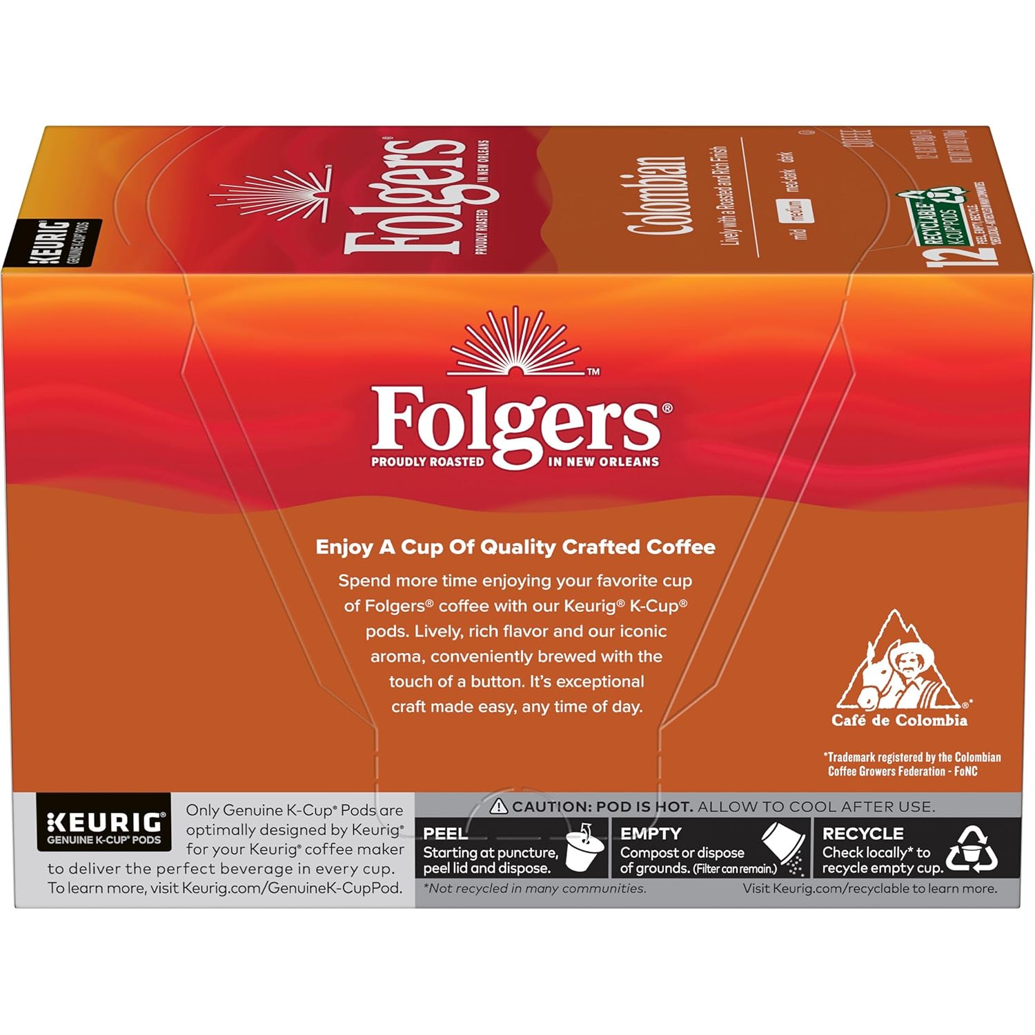 Folgers Colombian Medium Roast Coffee, 72 Keurig K-Cup Pods - View 3