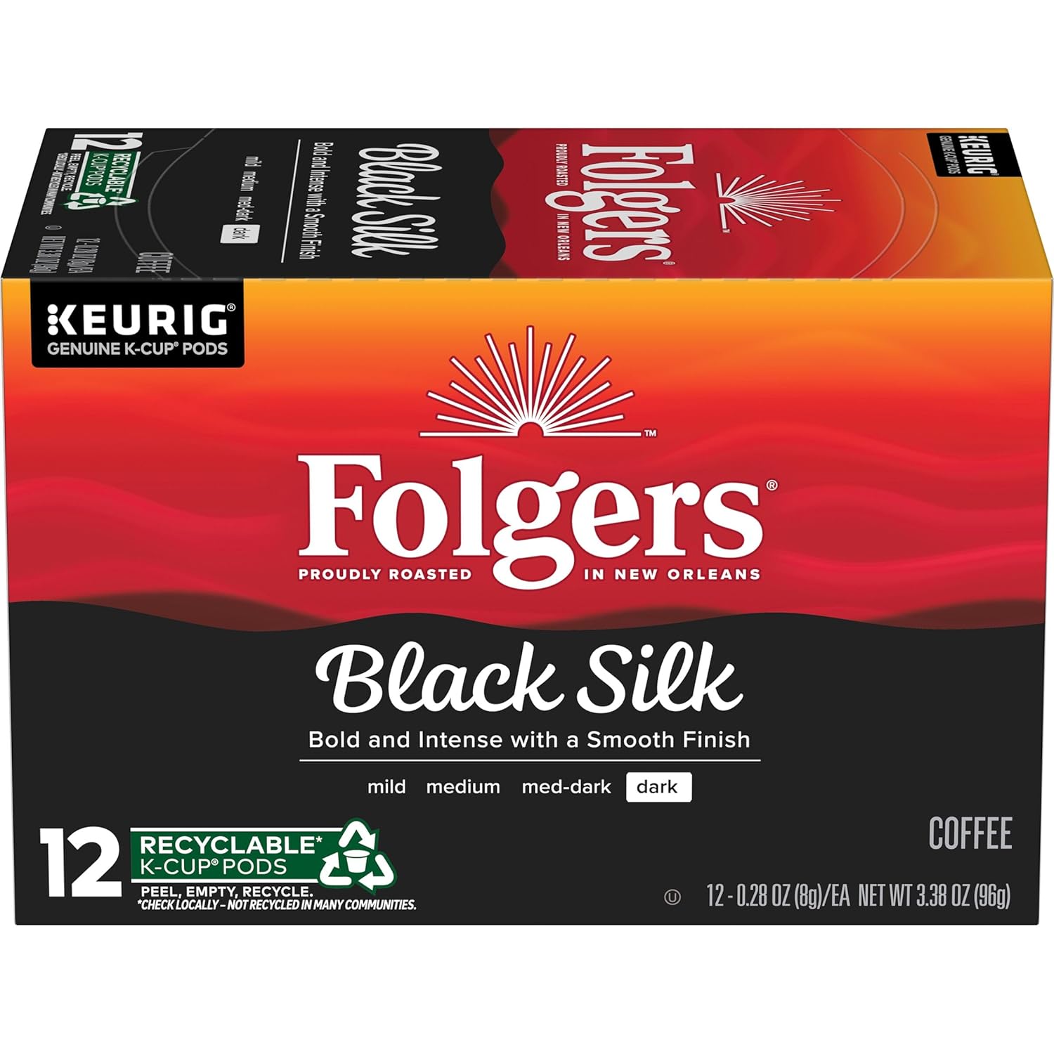 Folgers Black Silk, Dark Roast Coffee, Keurig K-Cup Pods, 12-Count Boxes (Pack - View 3