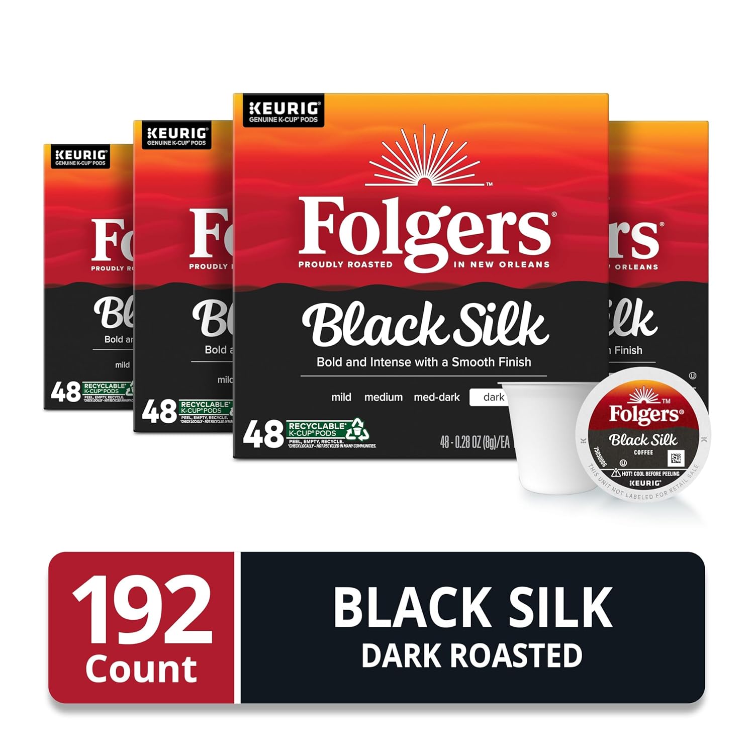 Folgers Black Silk Dark Roast Coffee, 192 Keurig K-Cup Pods - View 3