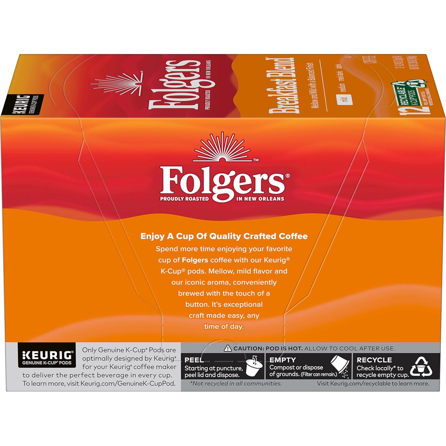 Folgers Breakfast Blend Mild Roast Coffee, 12 Keurig K-Cup Pods (Pack of 2) - View 4