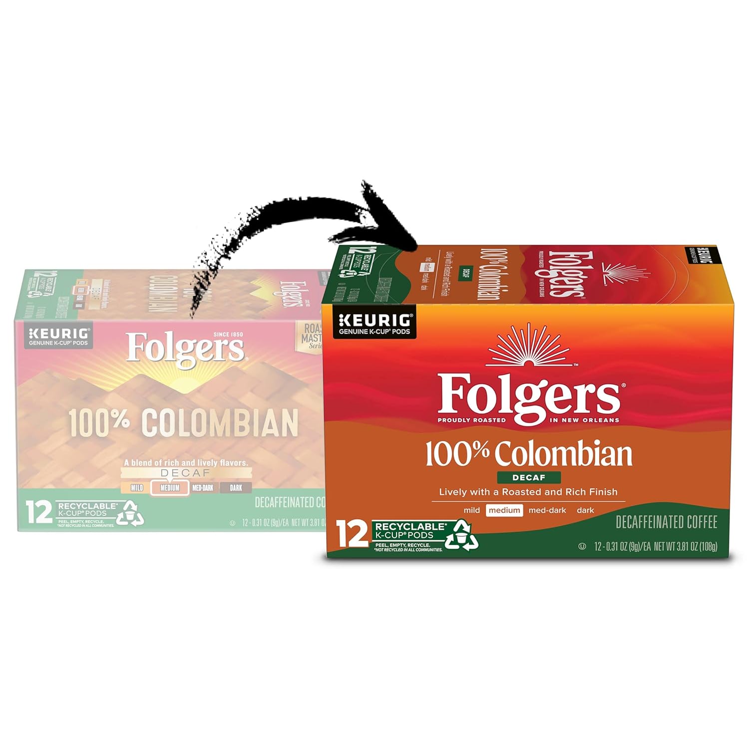 Folgers 100 Colombian Decaf Medium Roast Coffee Keurig KCup Pods, Lively - View 3