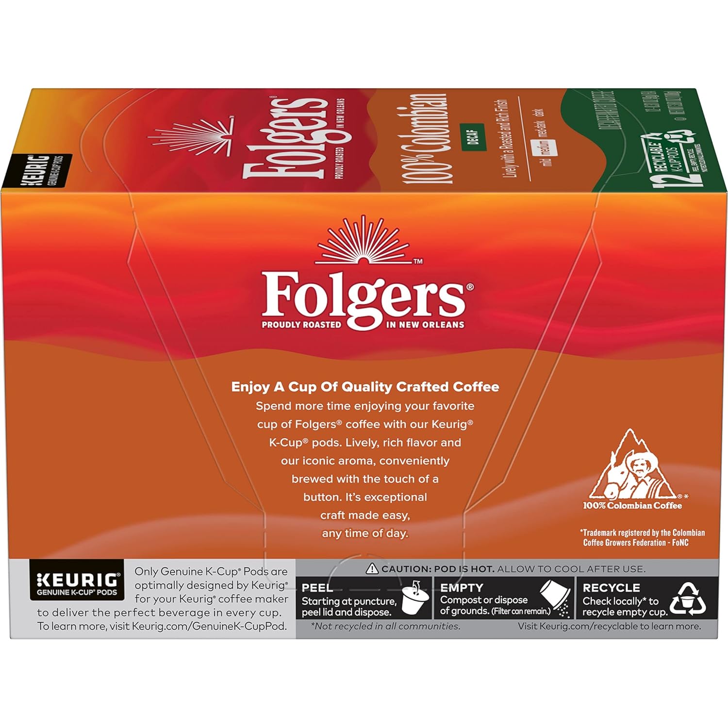 Folgers 100 Colombian Decaf Medium Roast Coffee Keurig KCup Pods, Lively - View 6