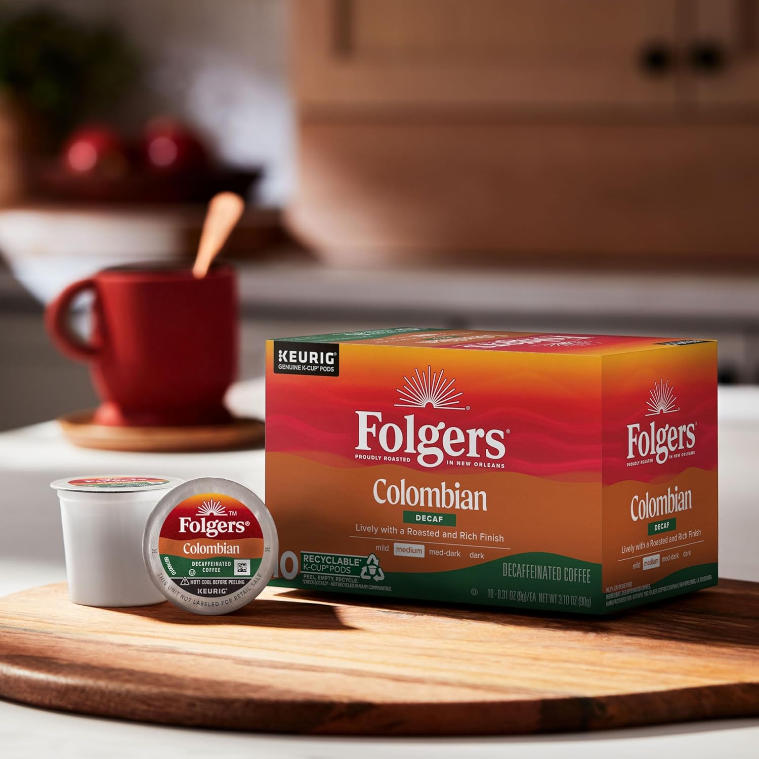 Folgers Colombian Decaf Coffee, Medium Roast, Keurig K-Cup pods, 10 Count Box - View 3