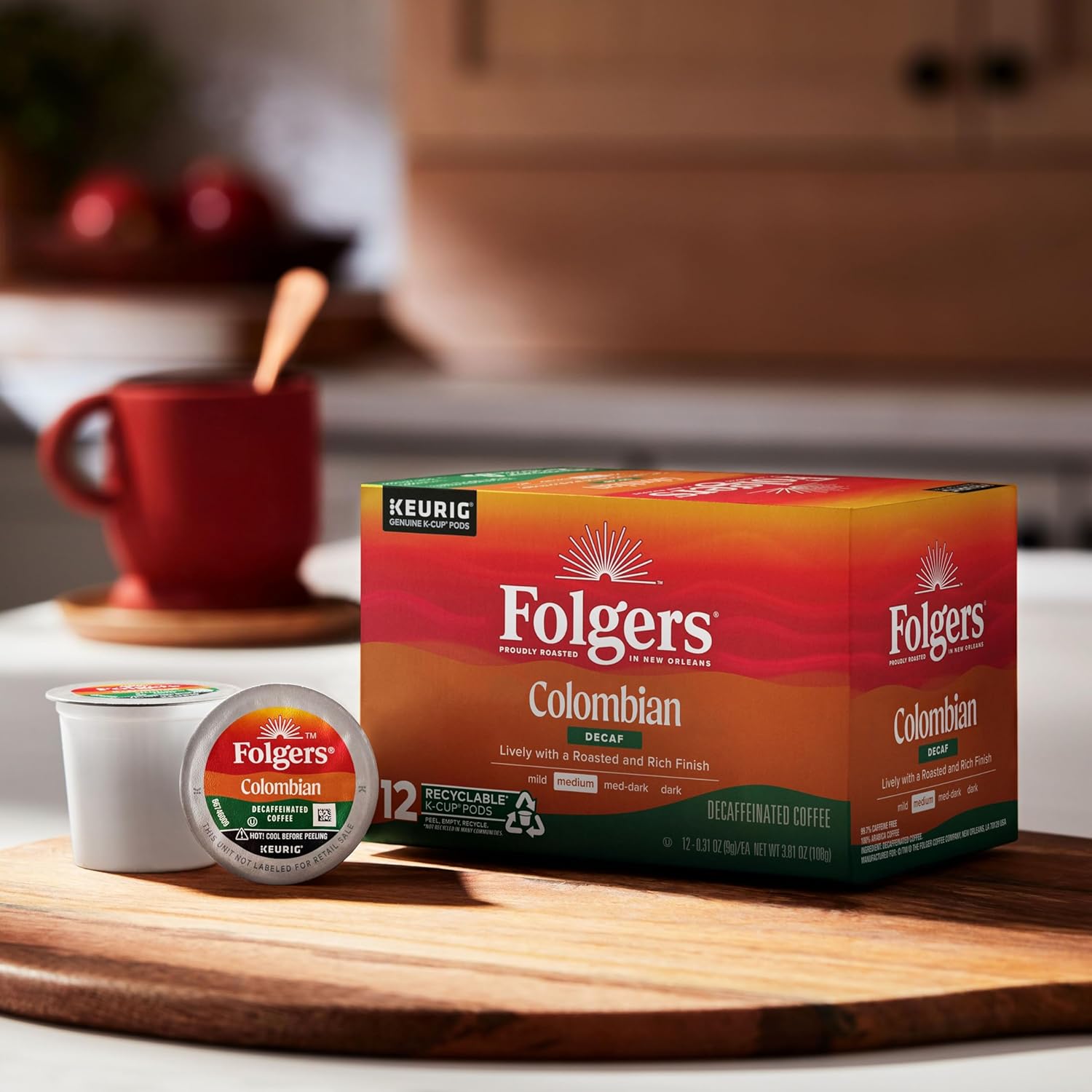 Folgers Colombian Decaf Medium Roast Coffee, 12 Keurig K-Cup Pods - View 4