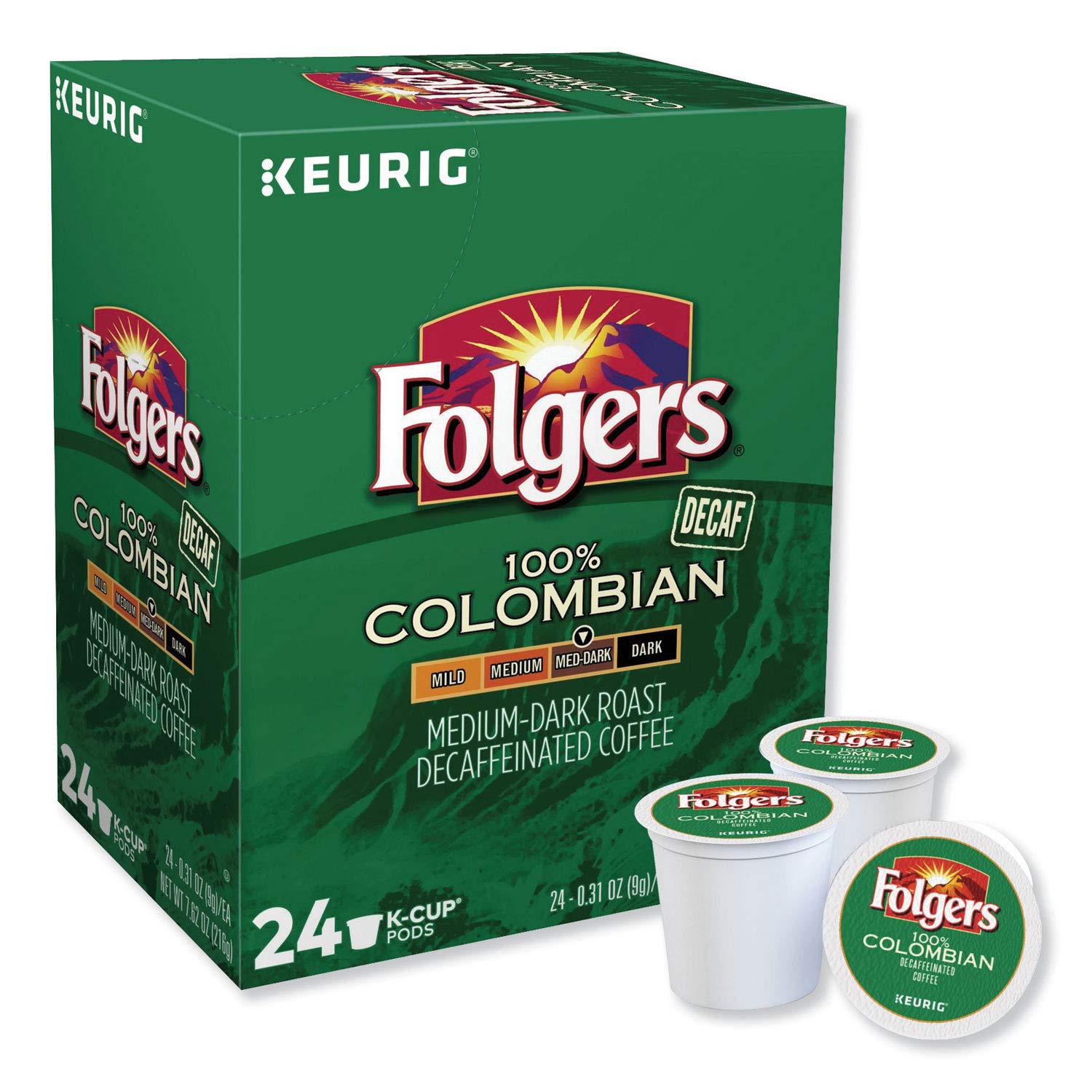 Folgers 100 Percent Colombian Decaf Single Serve K-cup Pods For Keurig brewers, - View 2