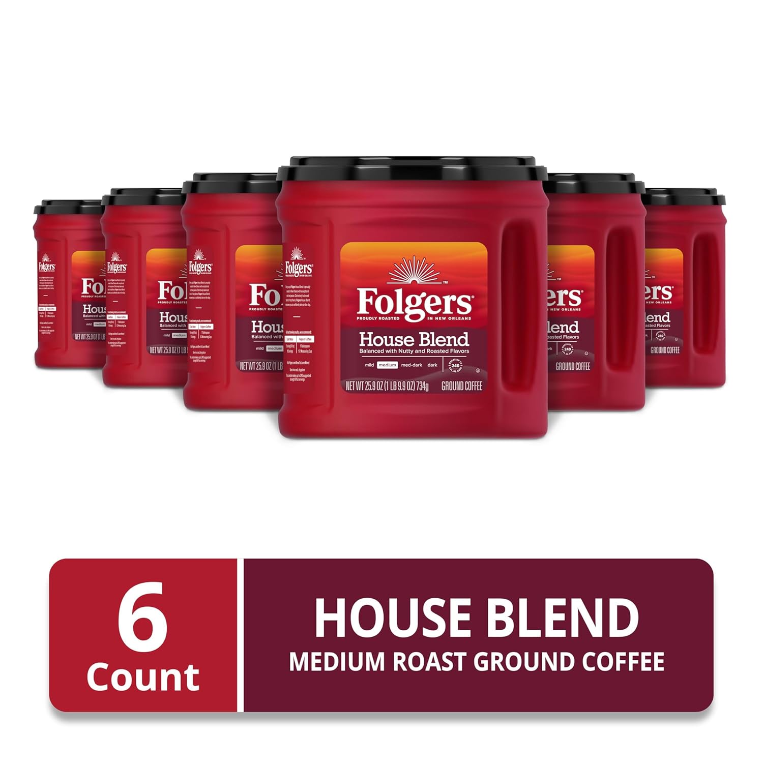 Folgers House Blend Medium Roast Ground Coffee, 25.9 Ounce (Pack of 6) - View 3