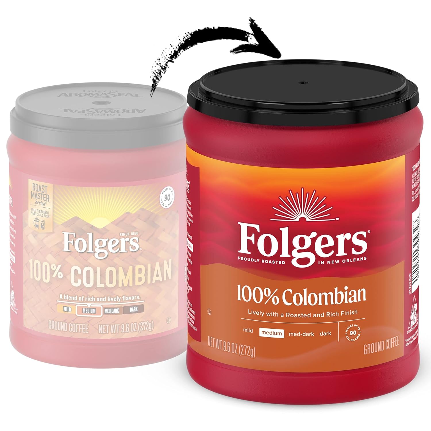 Folgers 100% Colombian Coffee, Medium Roast Ground Coffee, 9.6 Ounce Canister - View 5