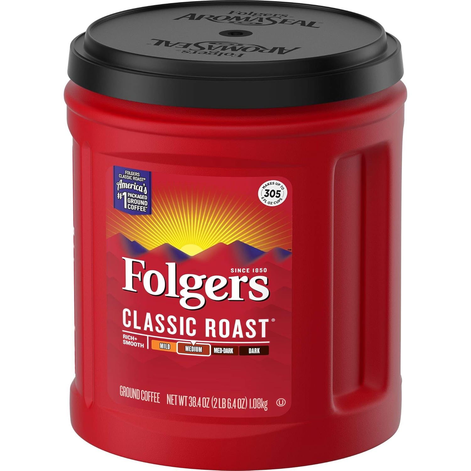 Folgers Classic Roast Medium Roast Ground Coffee, 38.4 Ounces (Pack of 6) - View 4