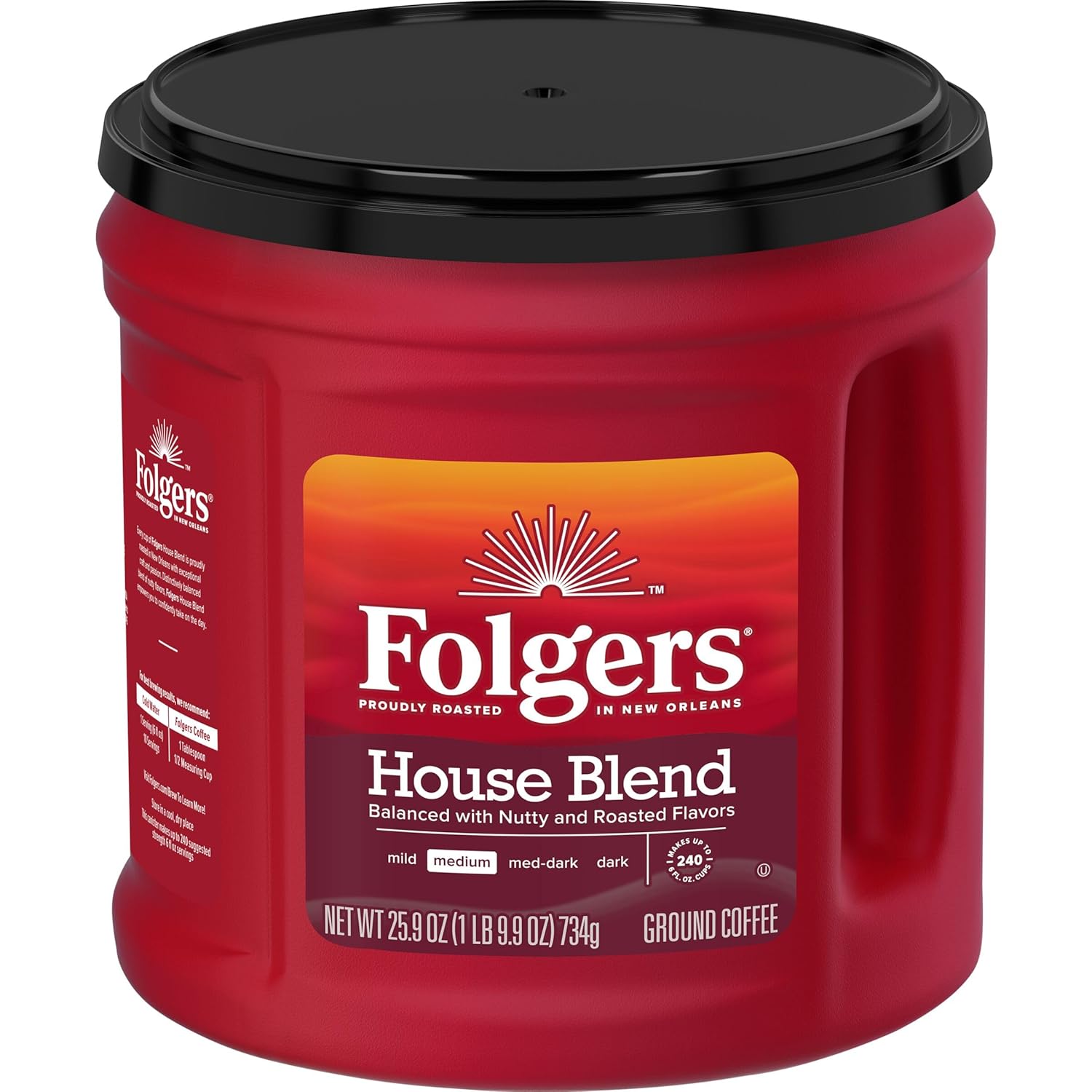 Folgers Coffeehouse Blend Ground Coffee, Medium Dark Roast Coffee, 25.9 Ounce