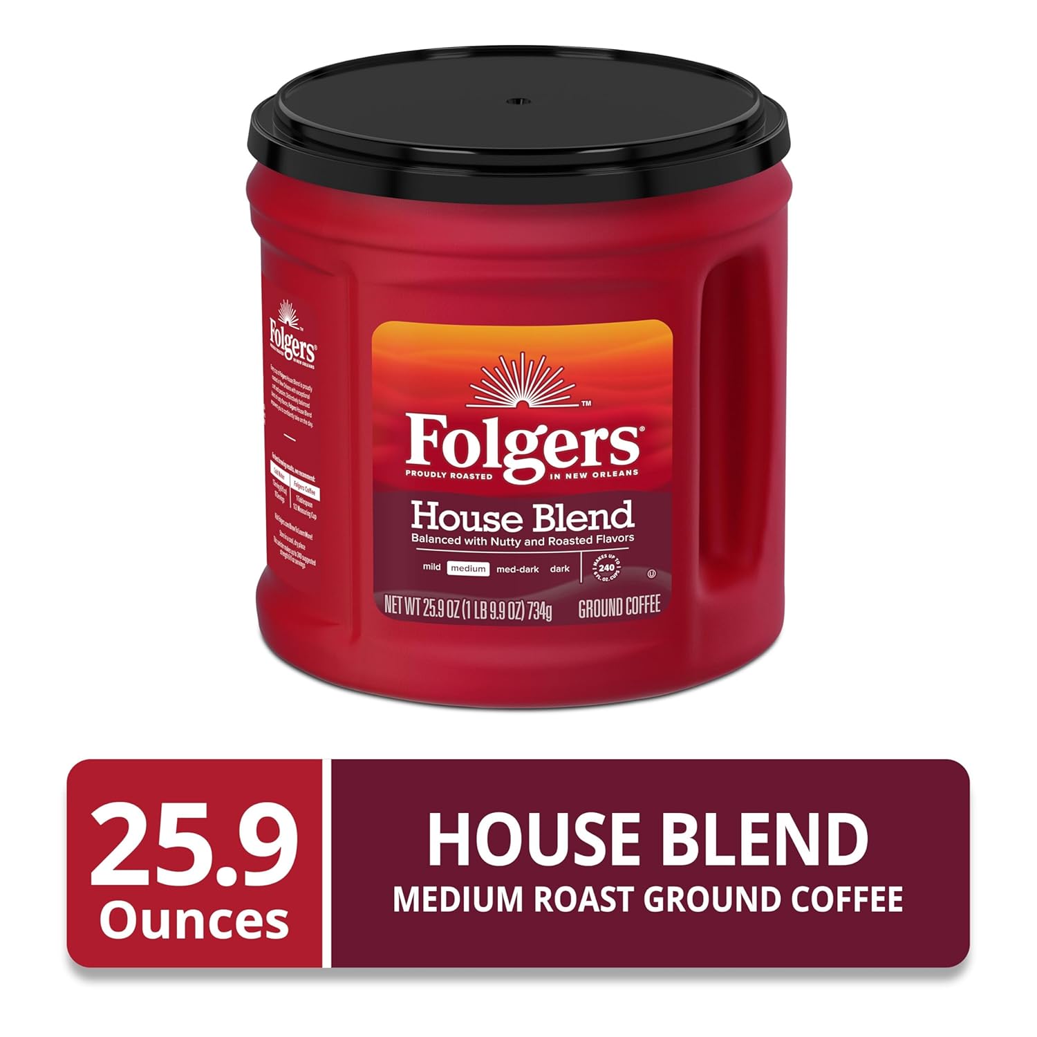 Folgers Coffeehouse Blend Ground Coffee, Medium Dark Roast Coffee, 25.9 Ounce - View 2