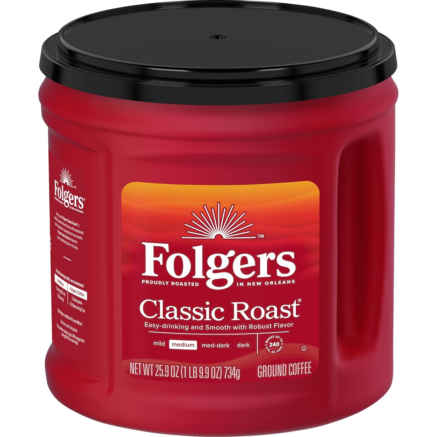 Folgers Classic Roast Ground Coffee, Medium Roast, 25.9 Oz. Canister (Pack of 6) - View 4
