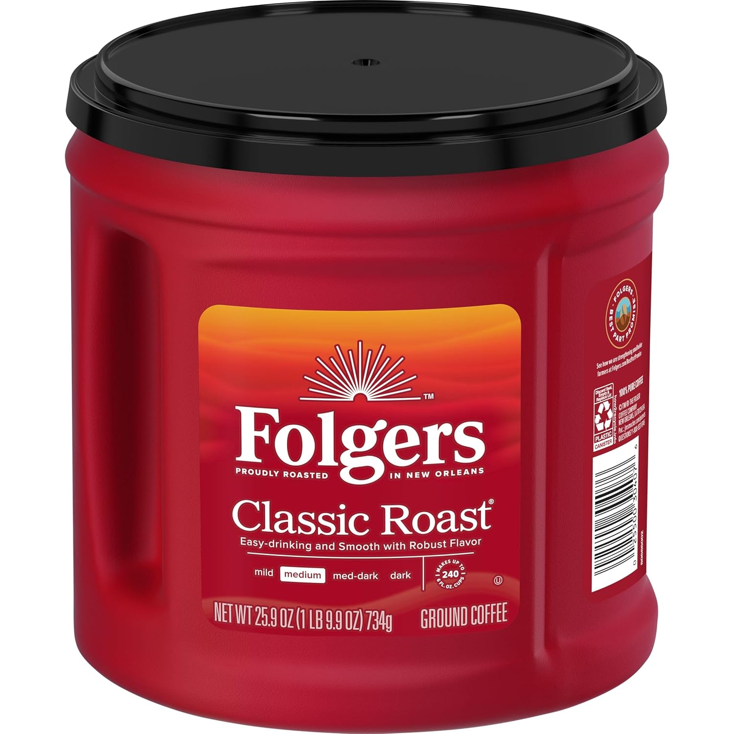 Folgers Classic Roast Ground Coffee, Medium Roast Coffee, 25.9 Ounce Canister - View 3
