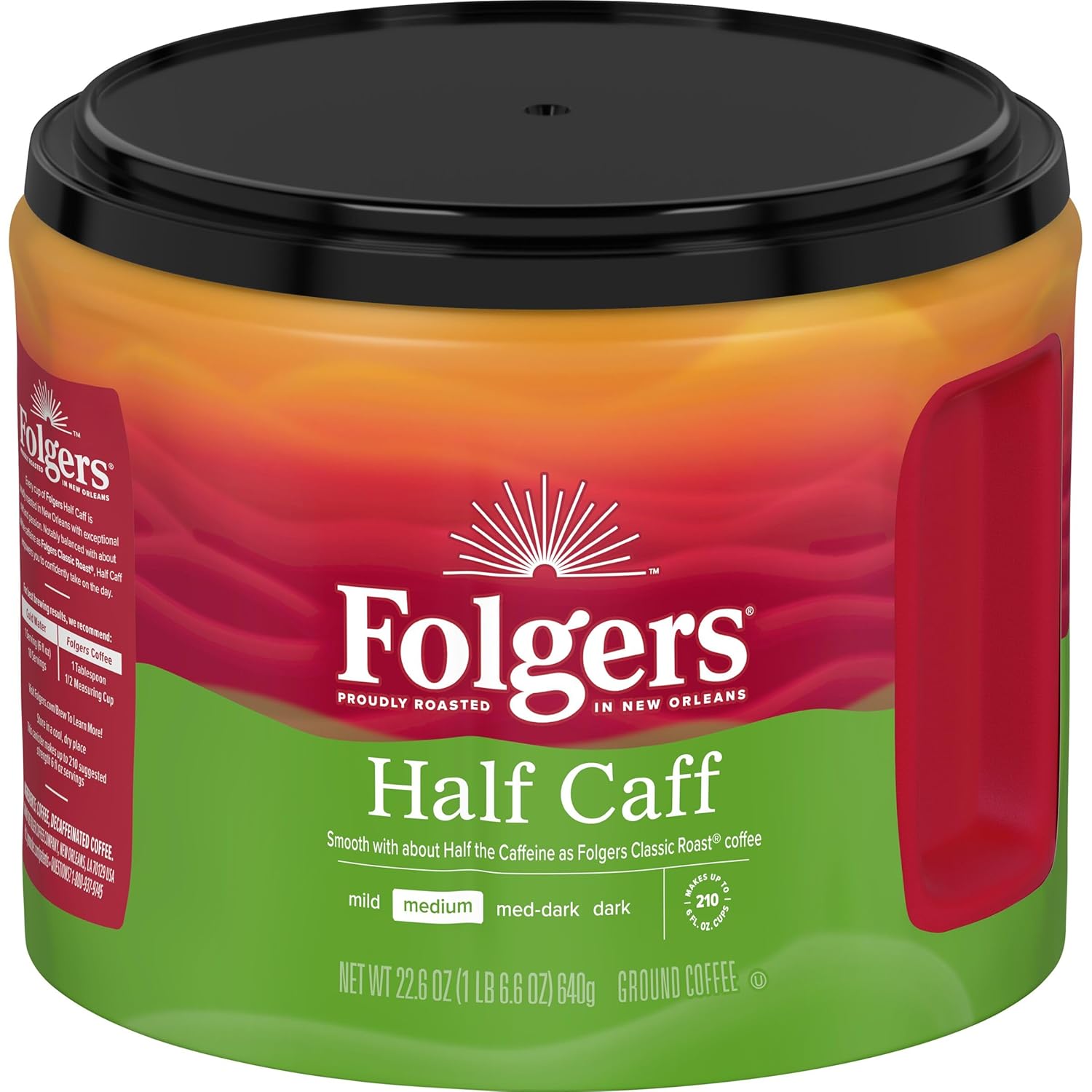 Folgers Half-Caff Medium Roast Ground Coffee, 22.6 Ounce (Pack of 6) - View 3