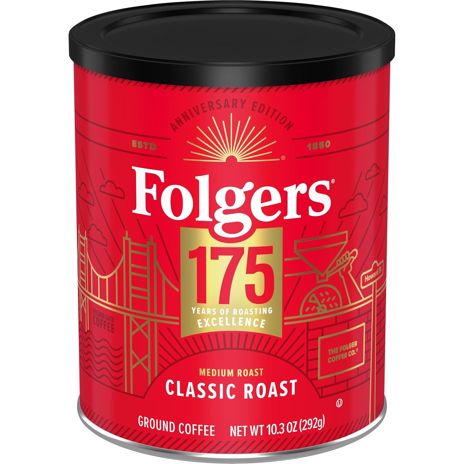 Folgers Classic Medium Roast Ground Coffee, 10.3 Oz 175th Anniversary Limited