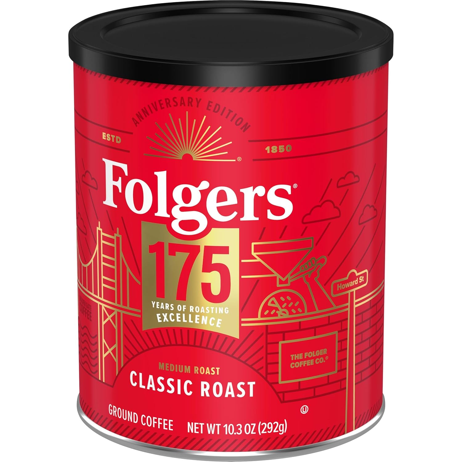 Folgers Classic Medium Roast Ground Coffee, 10.3 Oz 175th Anniversary Limited - View 2