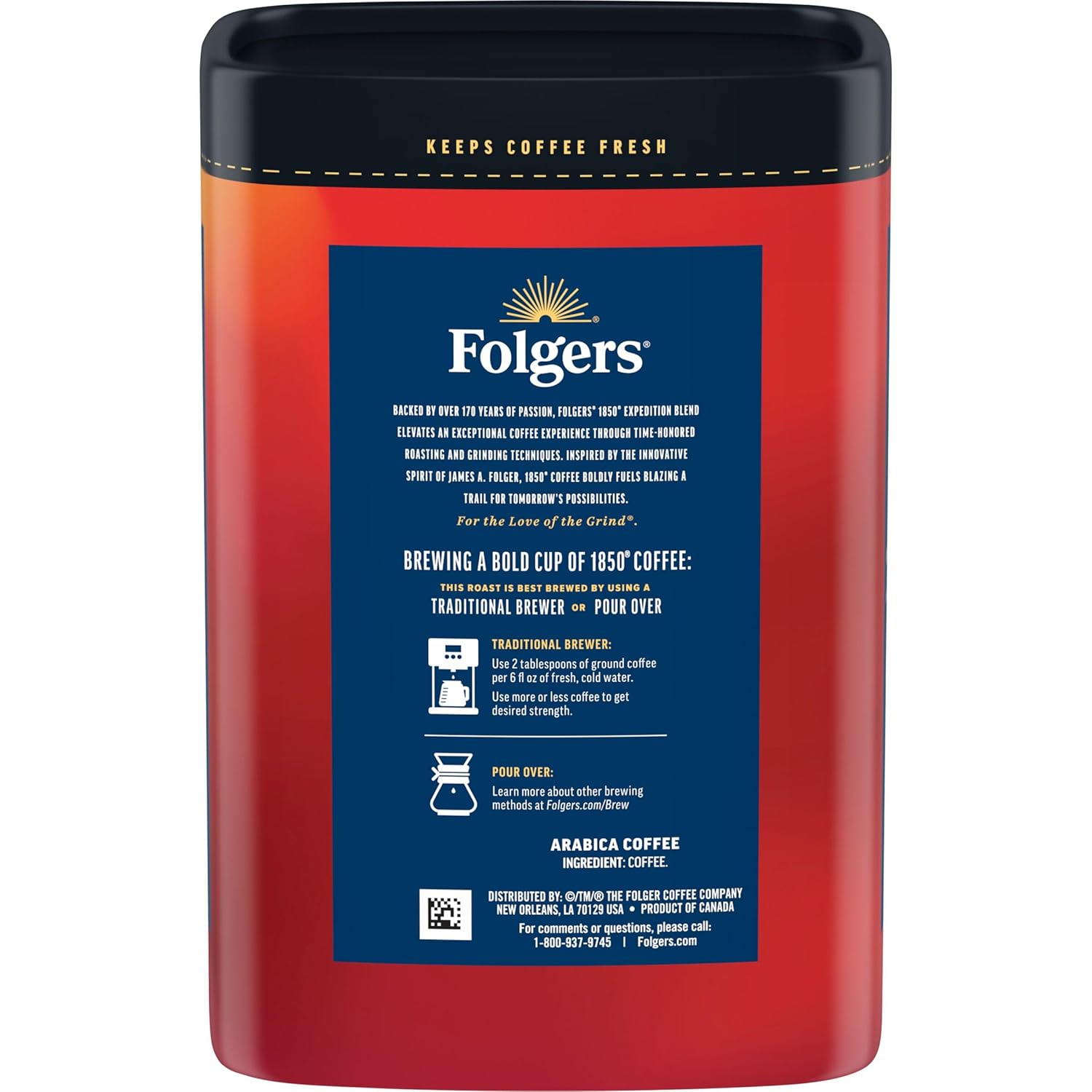 Folgers 1850 Expedition Blend Medium Roast Ground Coffee, 12 Ounce (Pack of 6) - View 3