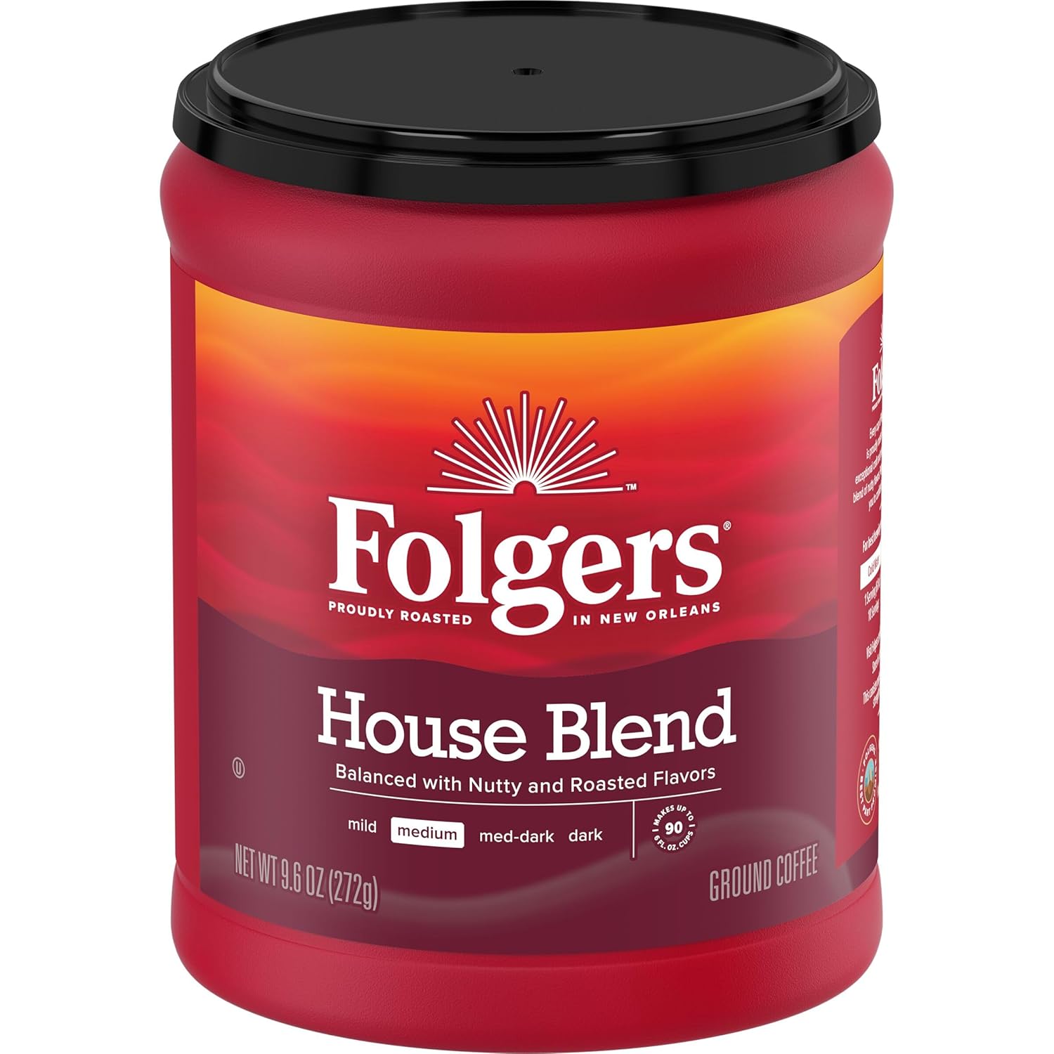 Folgers House Blend Medium Roast Ground Coffee, 9.6 Ounces (Pack of 6) - View 3
